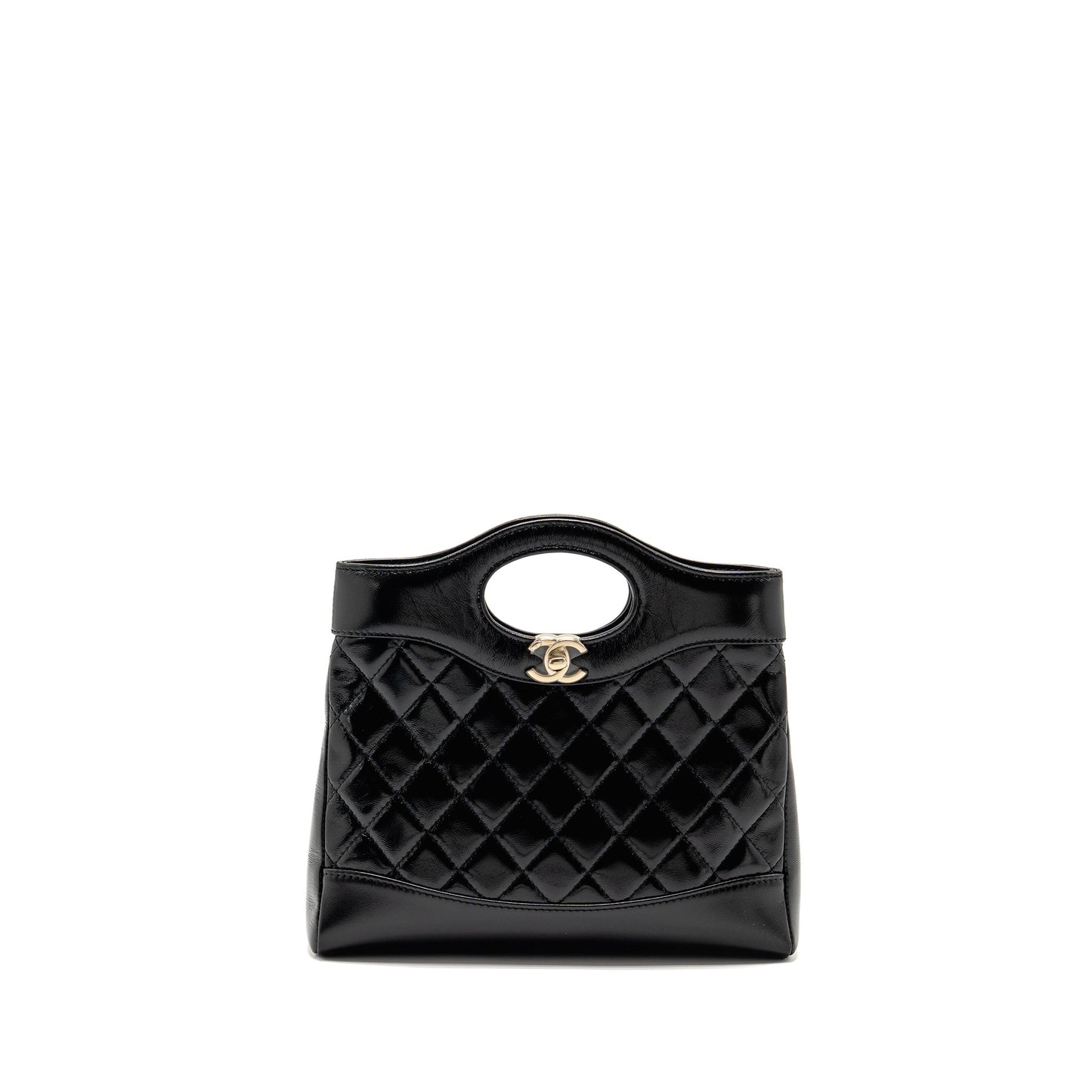 Chanel 25P 31 Shiny Lambskin LGHW Microchip Black Mini Bag