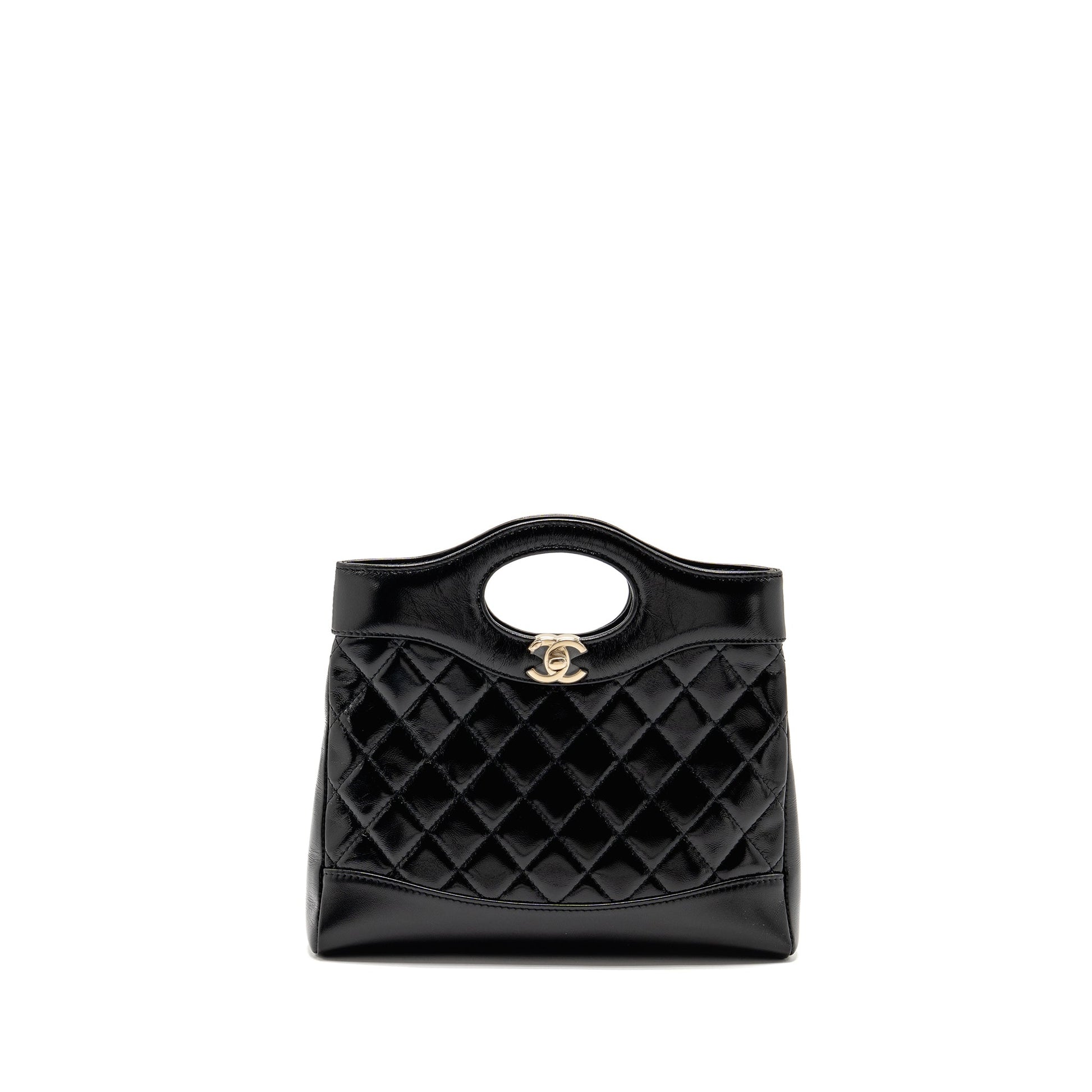 Chanel 25P 31 Shiny Lambskin LGHW Microchip Black Mini Bag