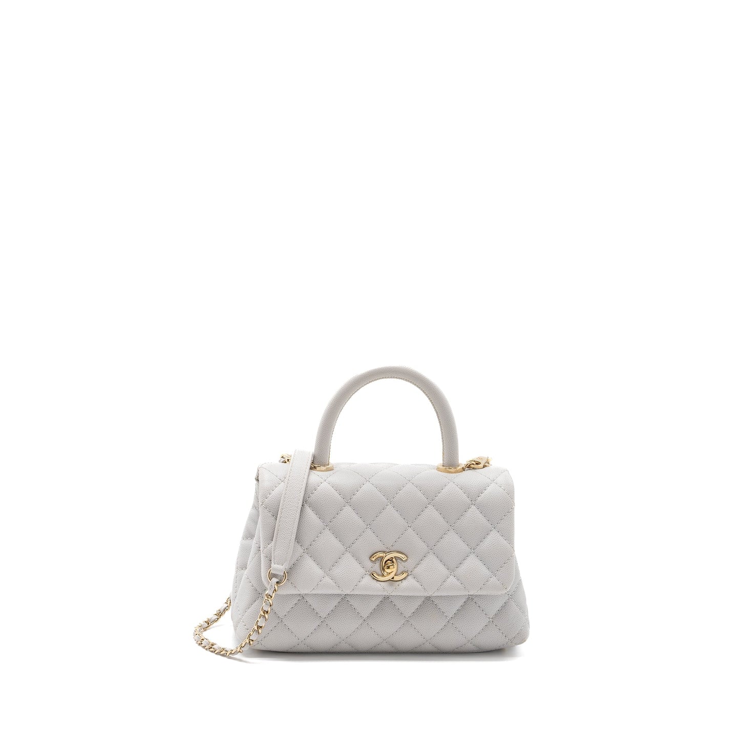 Chanel coco handle caviar light LGHW Grey Small Handbag