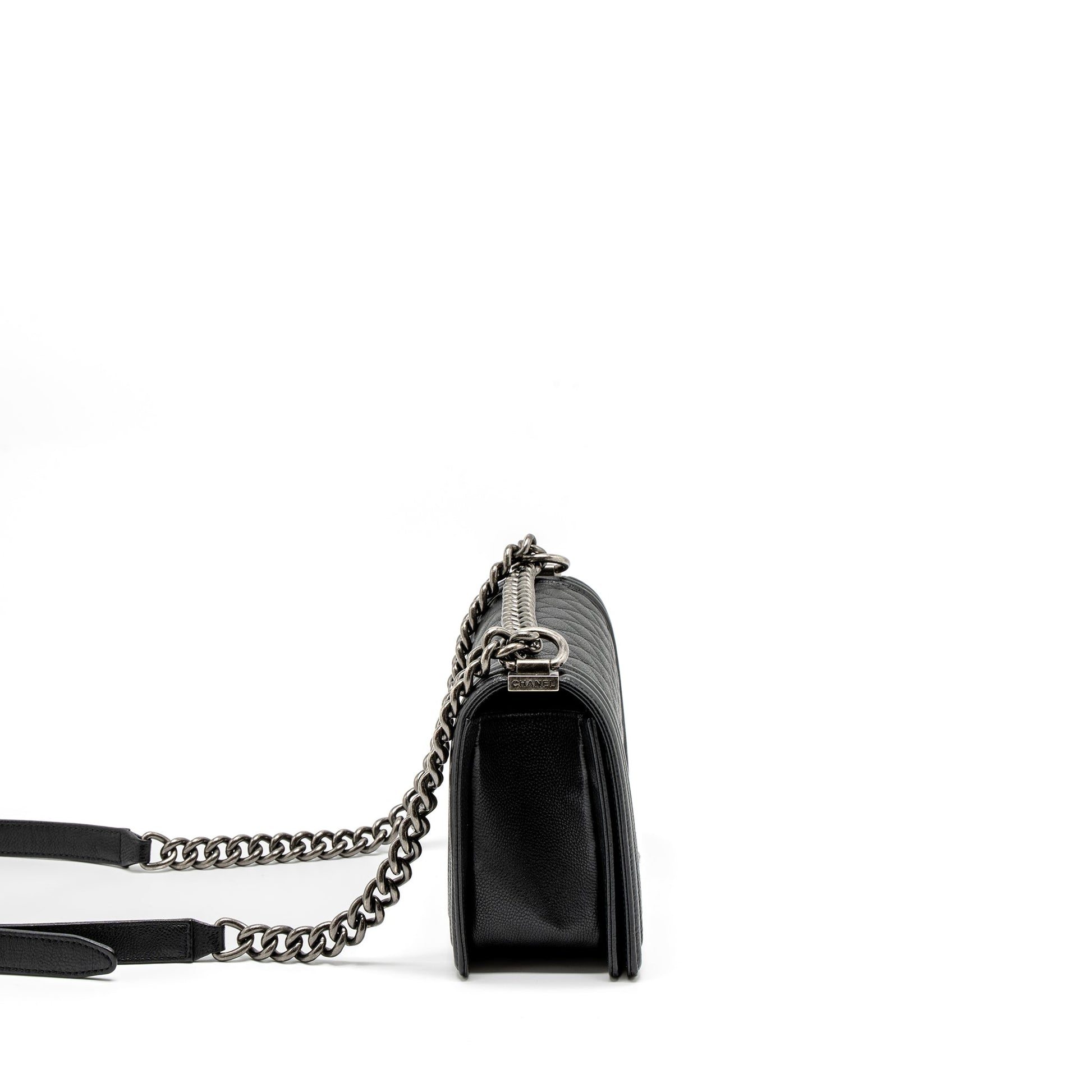 Chanel Boy Grained Calfskin Ruthenium Hardware Black Handbag