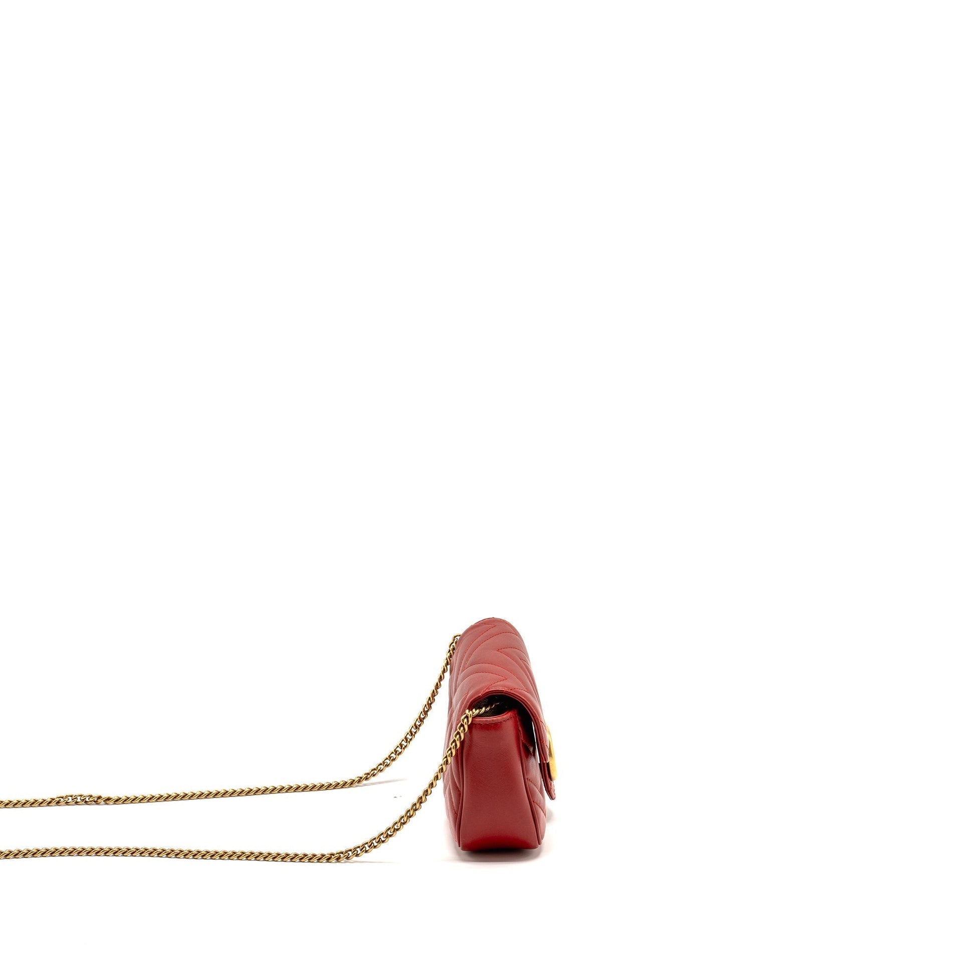 Gucci Super Marmont Calfskin Handbag Red Mini Travel Bag Ghw 1