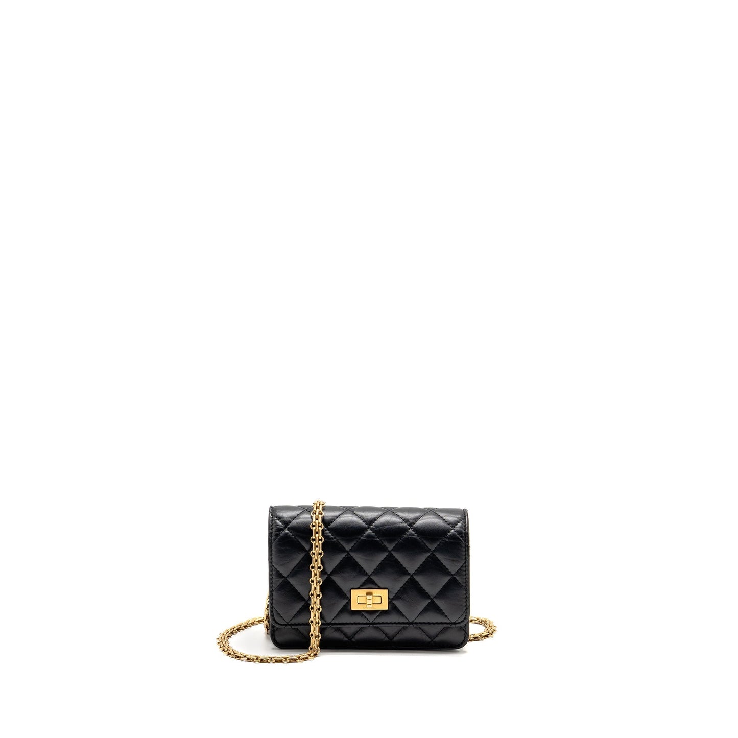 Chanel 2.55 Reissue on Aged Calfskin GHW Black Wallet Case Black Ghwmicrochip