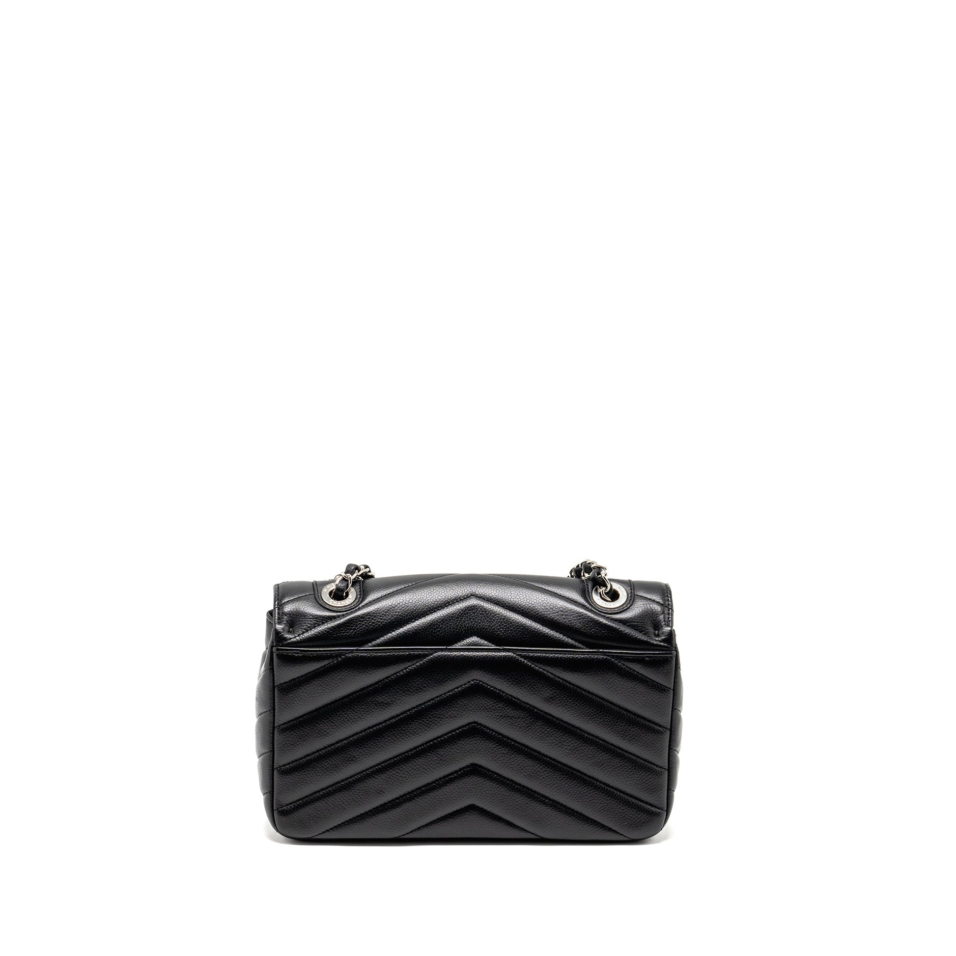 Chanel Envelop Flap Chevron Caviar SHW Black Shoulder Bag