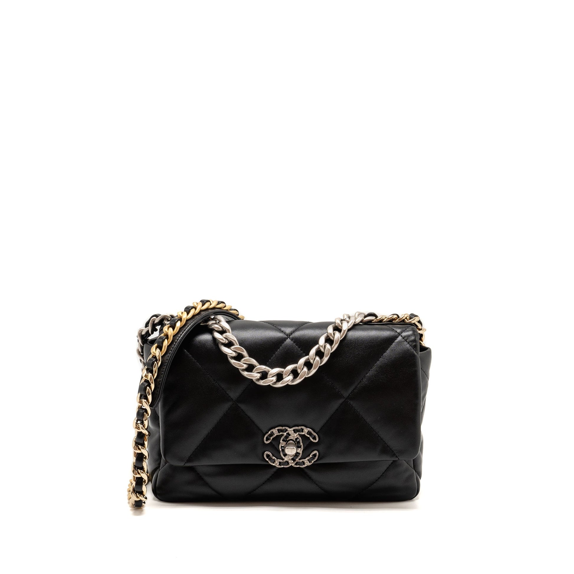 Chanel 19 Lambskin Hardware Microchip Multicolour Black Small Handbag Microchip 7