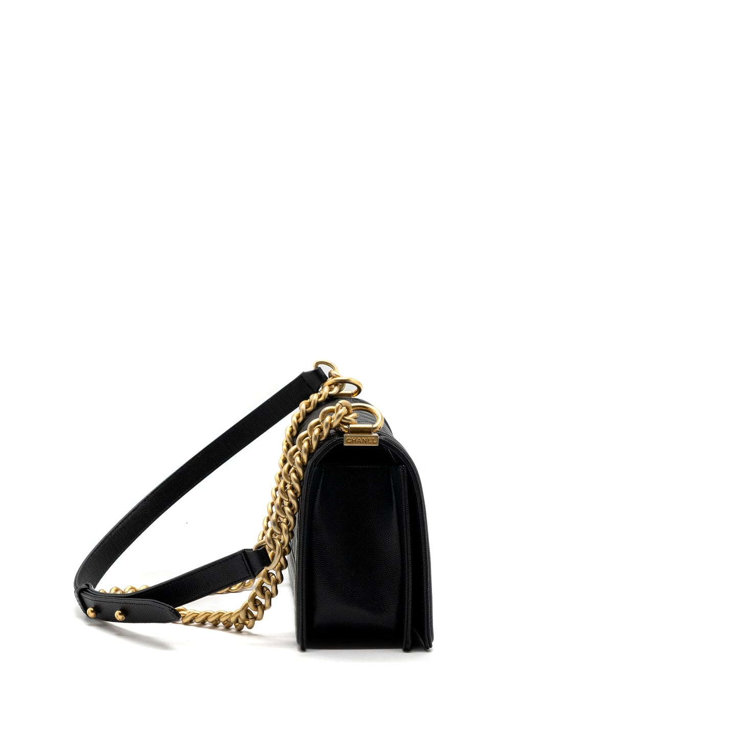 Chanel Classic Boy Caviar GHW Black Handbag
