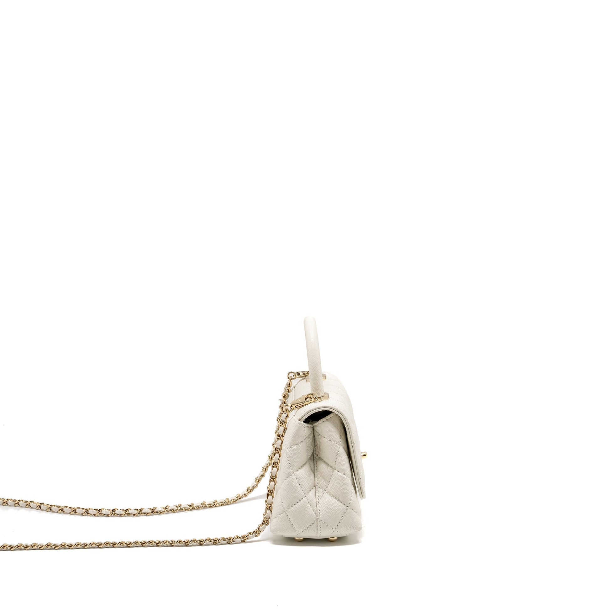 Chanel Coco Handle Caviar LGHW Microchip White Mini Bag Ghw Microchip