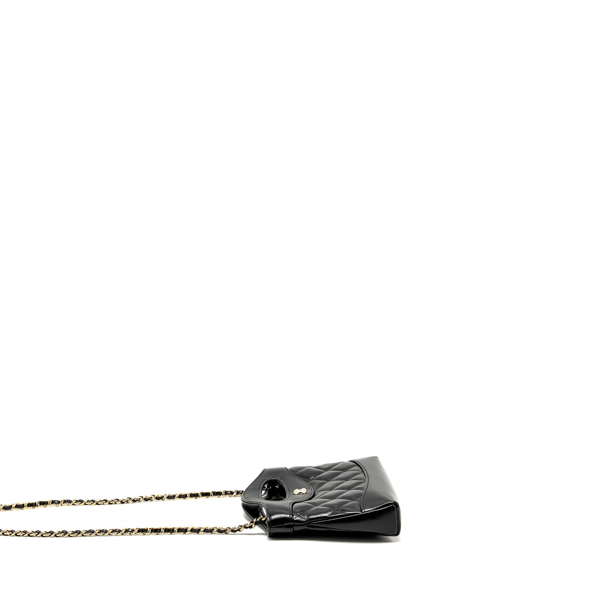 Chanel 31 Shiny Calfskin LGHW Microchip Black Clutch Bag Lghw Microchip
