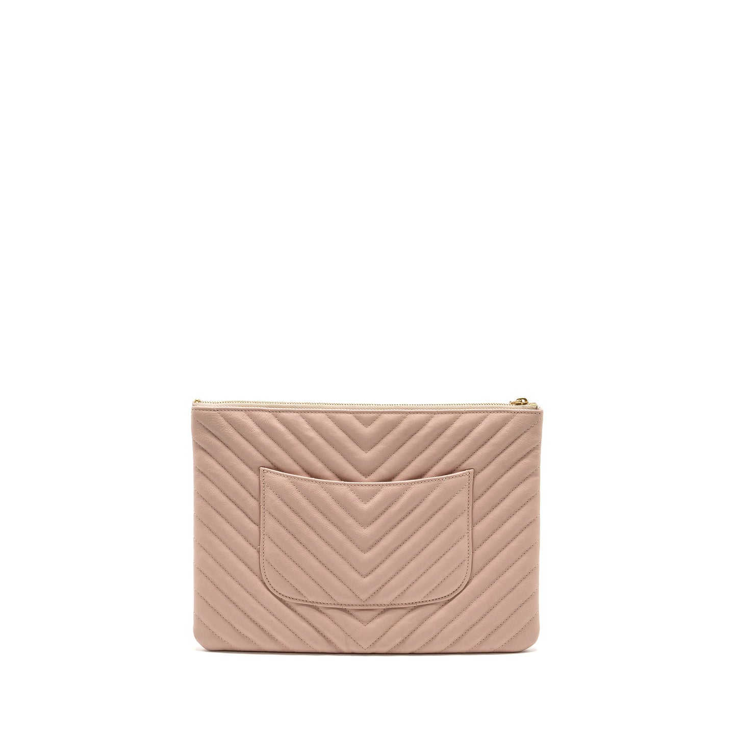 Chanel Chevron Zip calfskin light GHW Pink Clutch Bag