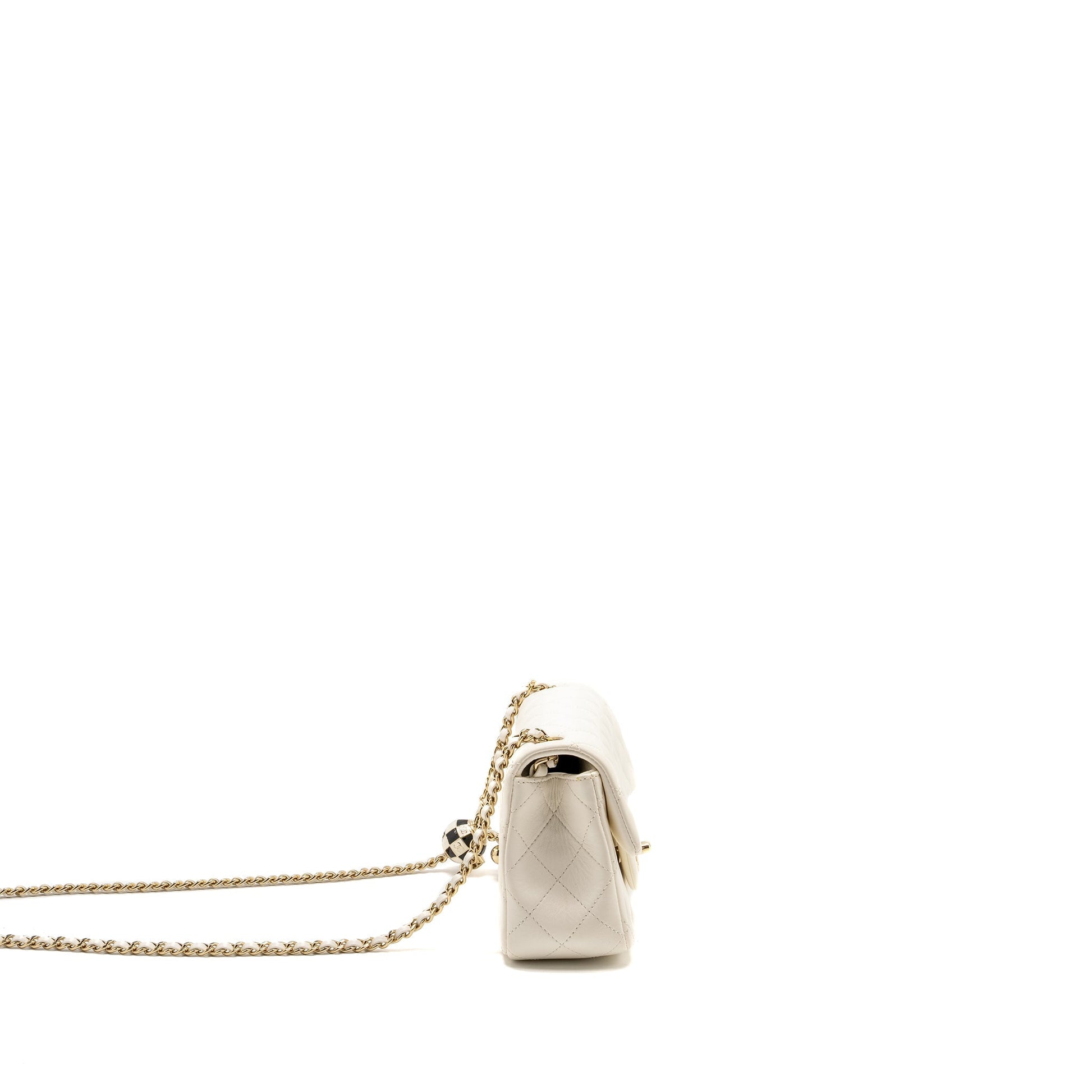 Chanel 23C Pearl Crush Rectangular Flap Lambskin White Shoulder Bag Microchip 3