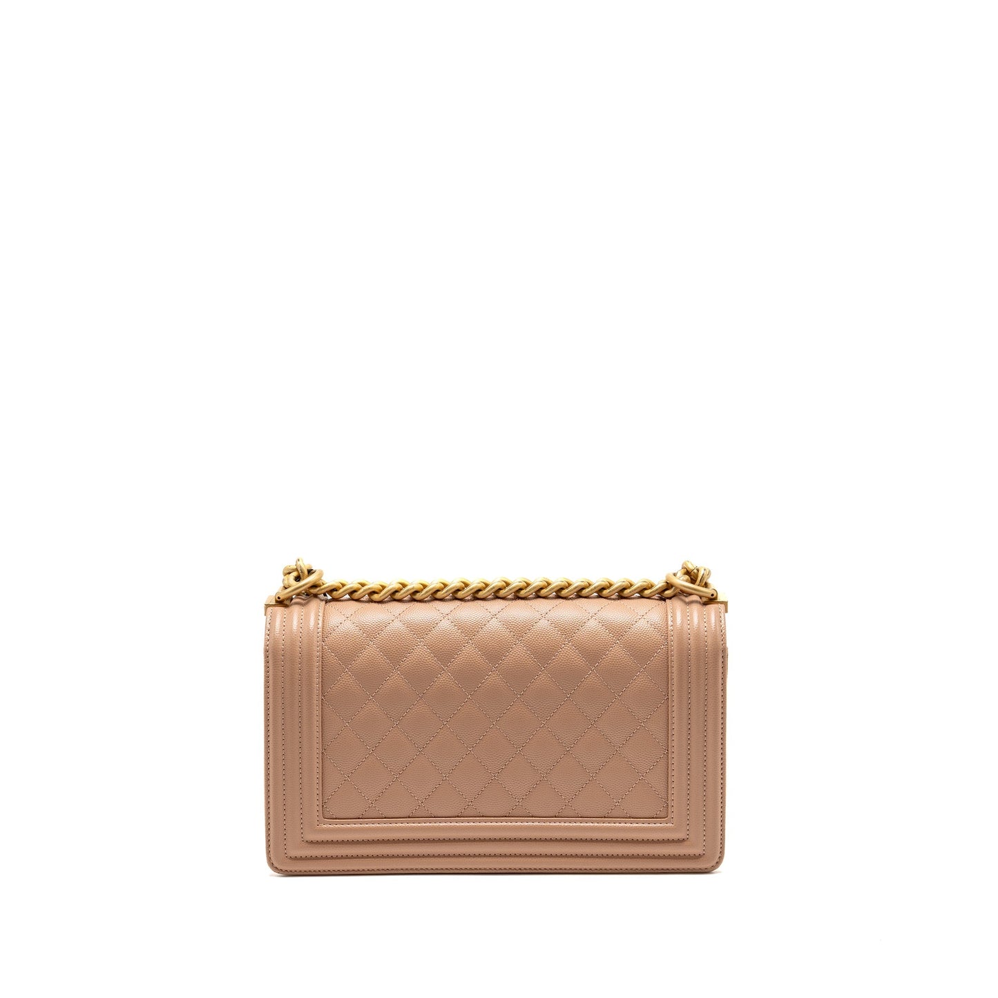 Chanel Boy Grained Calfskin GHW Pink Beige Handbag