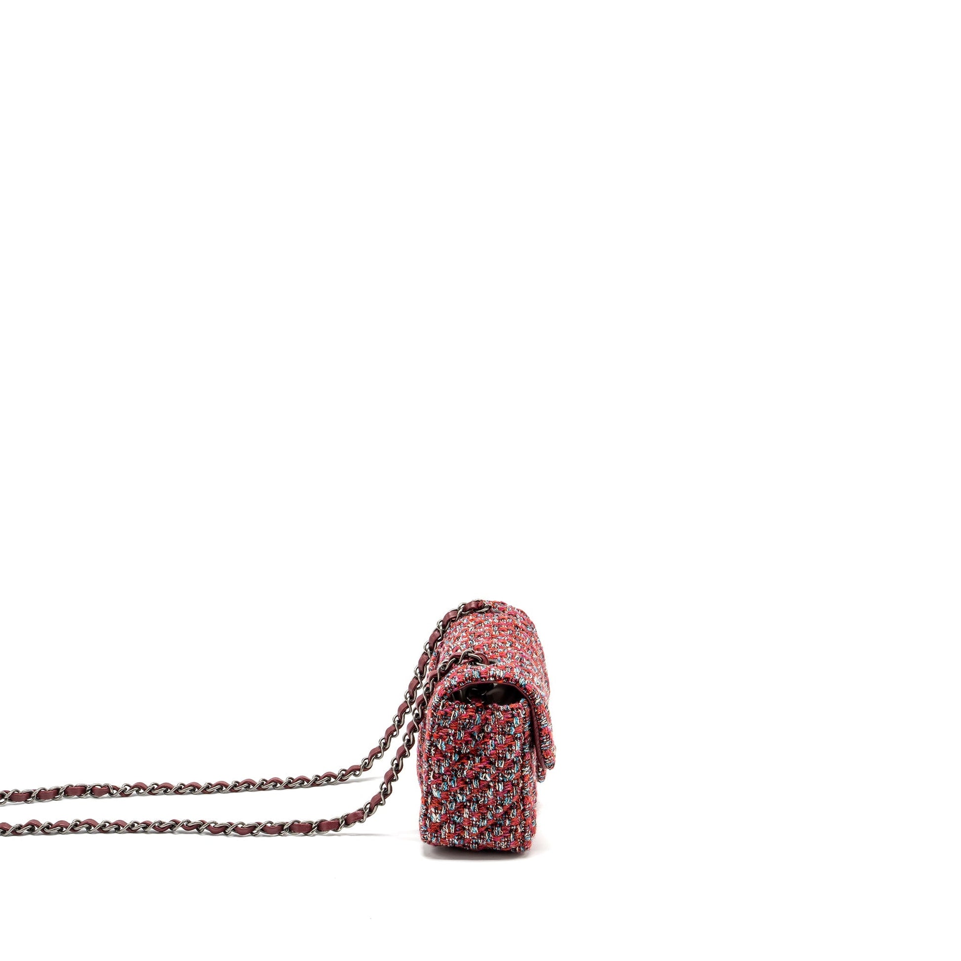 Chanel Rectangular Flap Tweed Ruthenium Hardware Microchip Multicolour Shoulder Bag