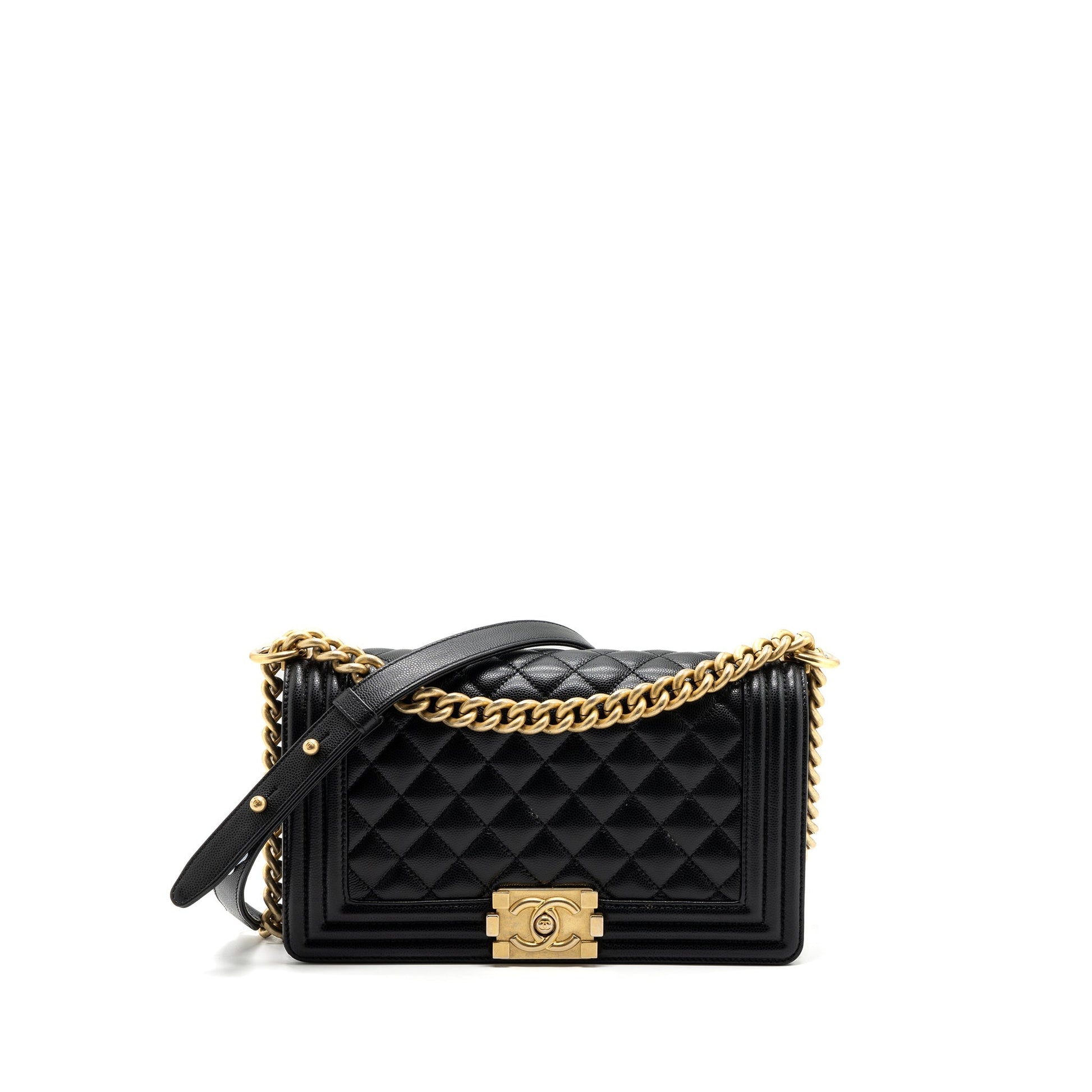 Chanel Classic Boy Caviar GHW microchip Black Handbag