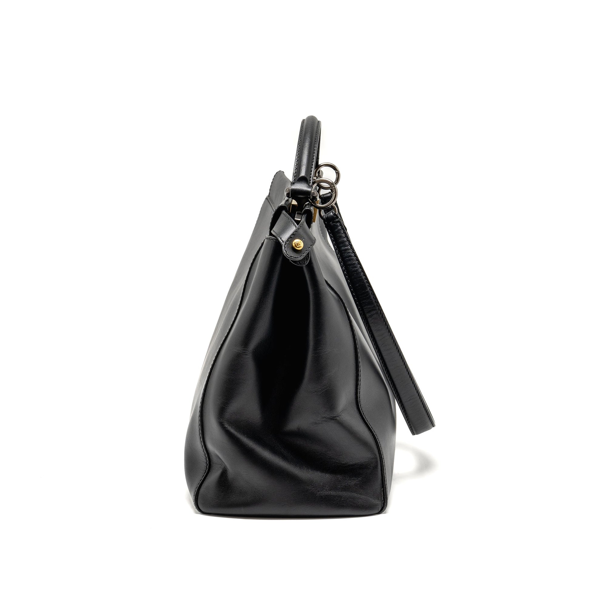 Fendi Peekaboo Purse Calfskin Black Large Travel Bag
