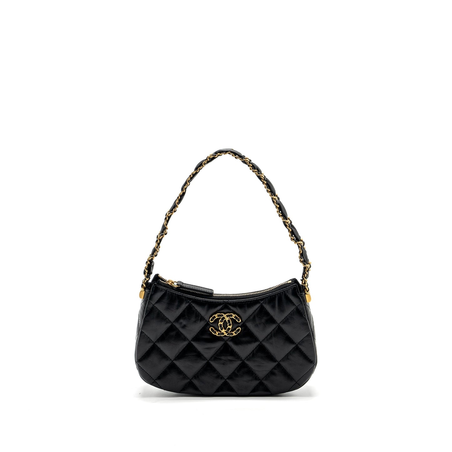 Chanel 23k Hobo Calfskin GHW microchip Black Shoulder Bag