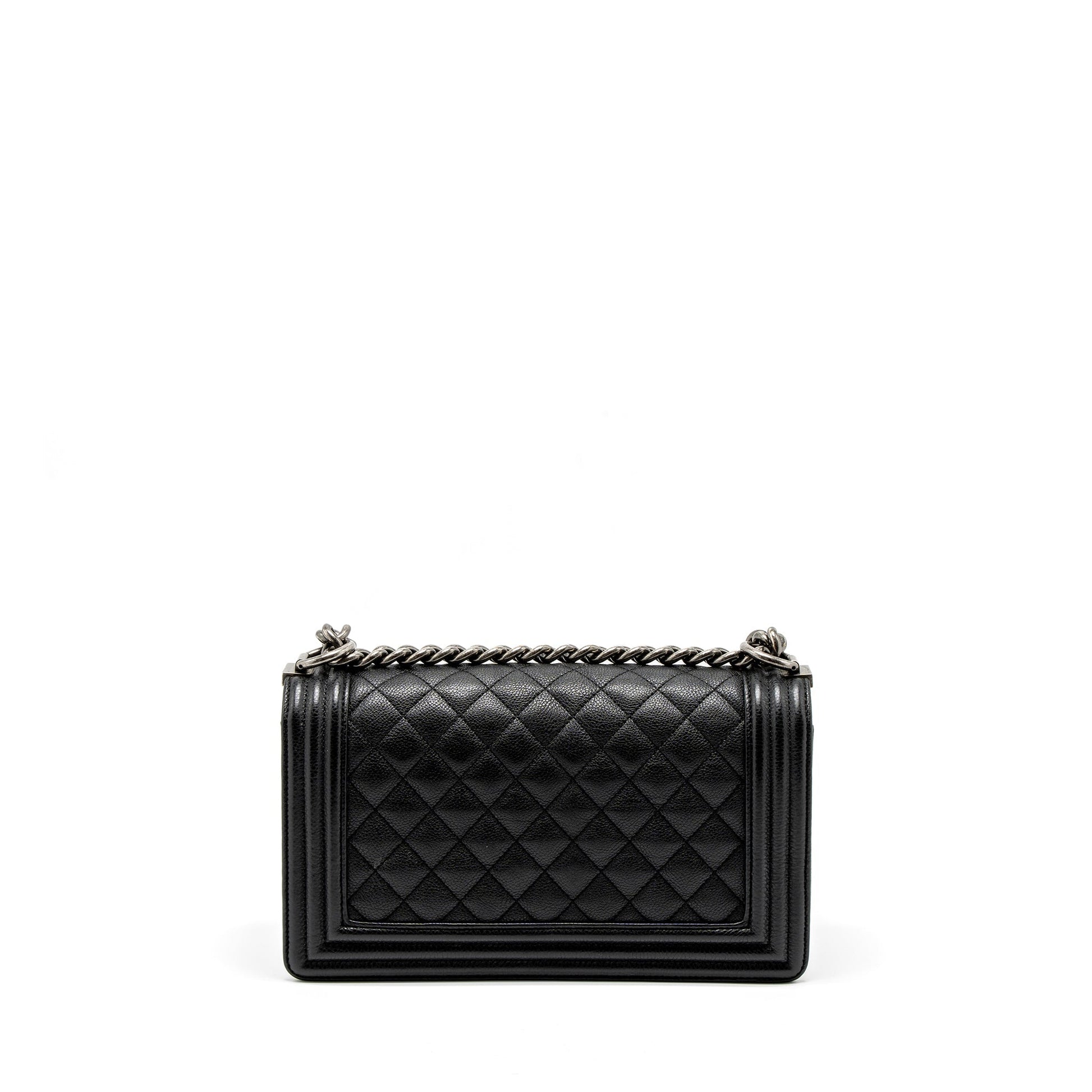 Chanel Boy Grained Calfskin Ruthenium Hardware Black Handbag