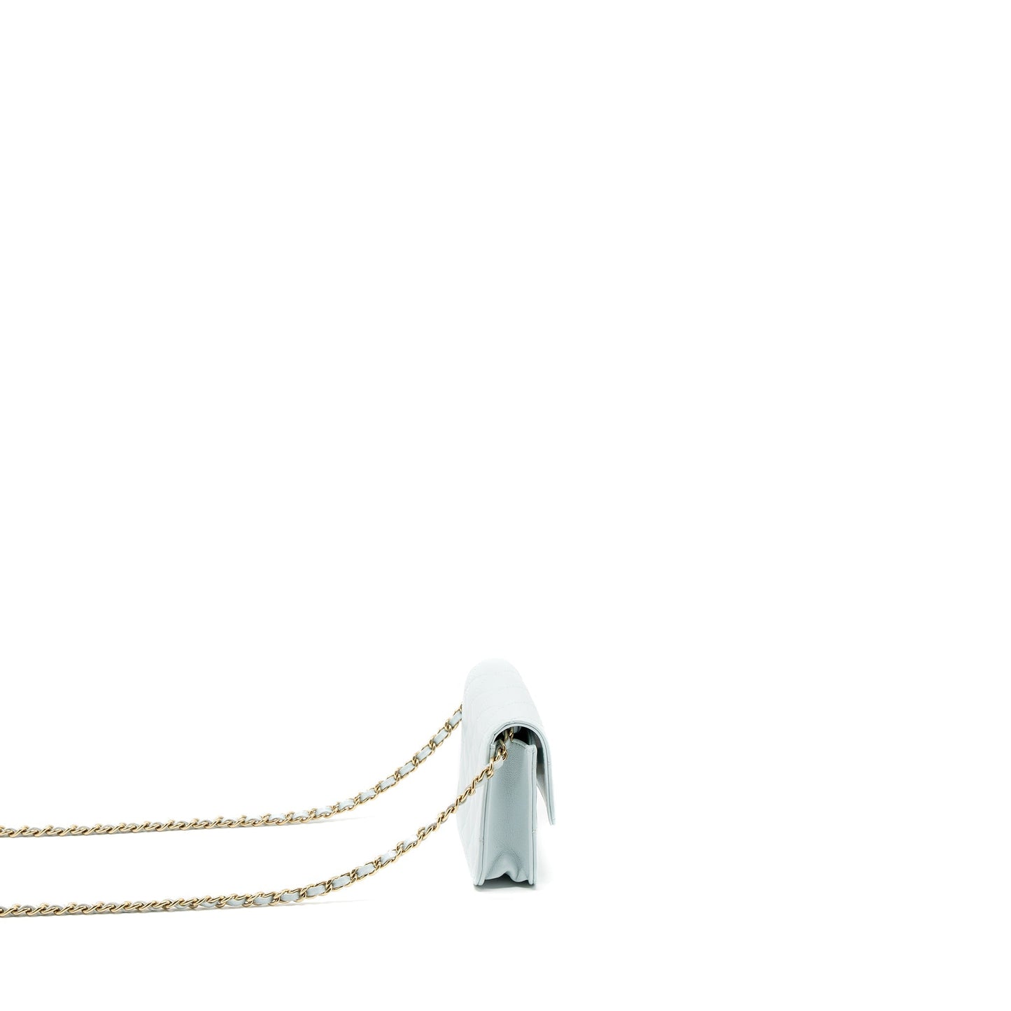 Chanel Flap Ribbon Chains Lambskin Light LGHW Blue Shoulder Bag