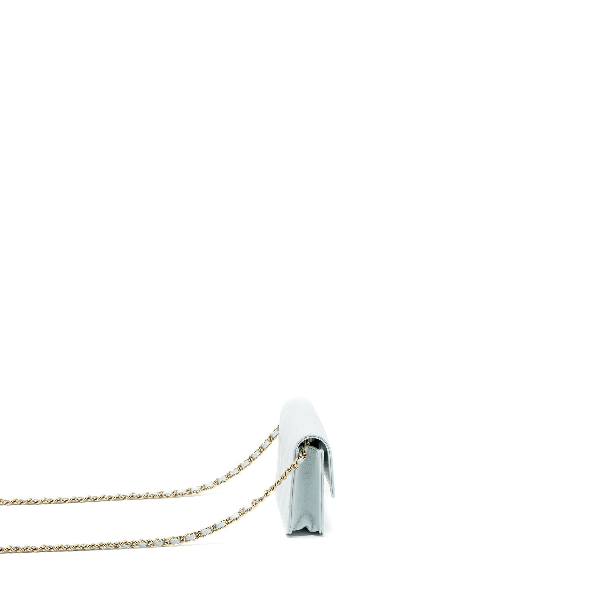 Chanel Flap Ribbon Chains Lambskin Light LGHW Blue Shoulder Bag