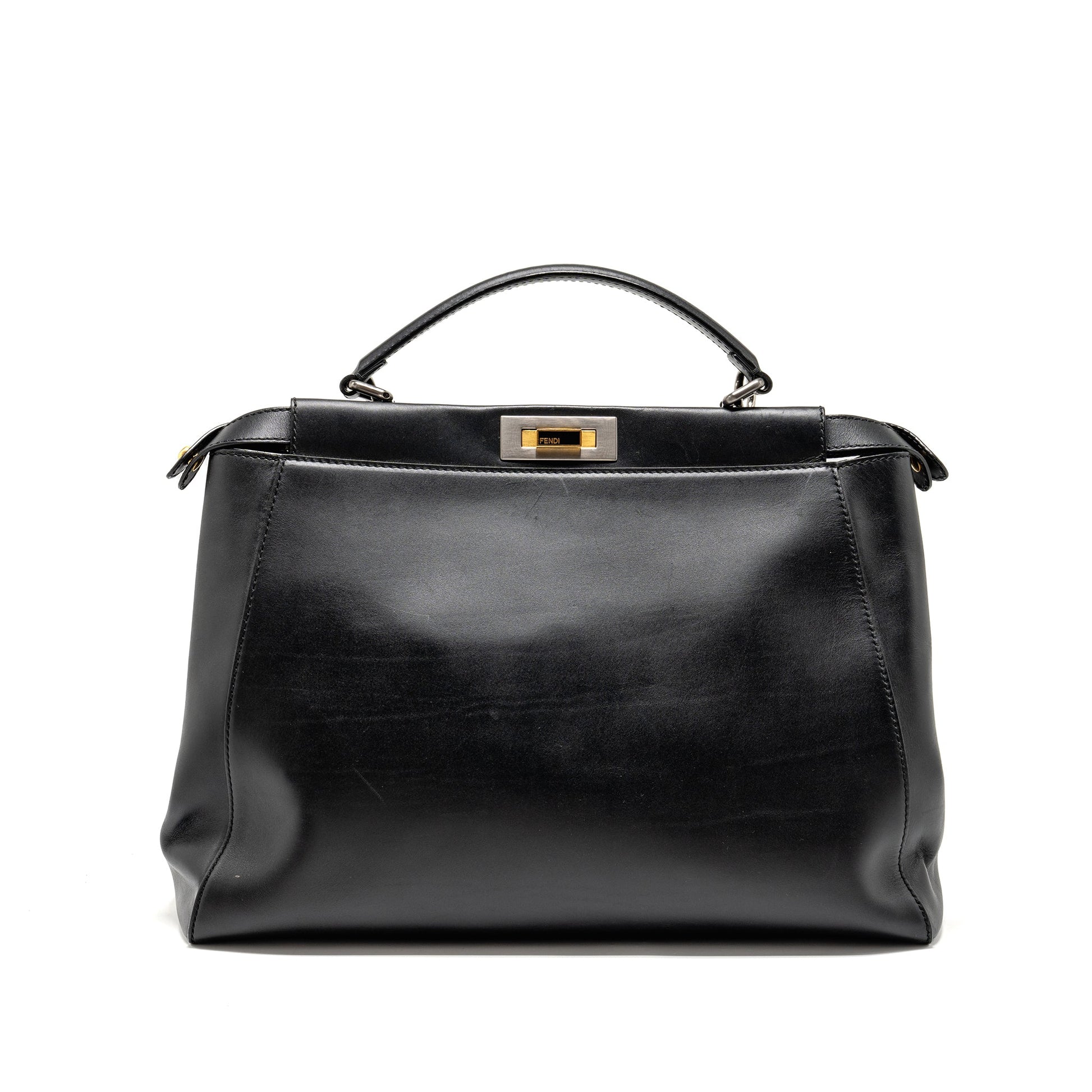 Fendi Peekaboo Purse Calfskin Black Large Travel Bag