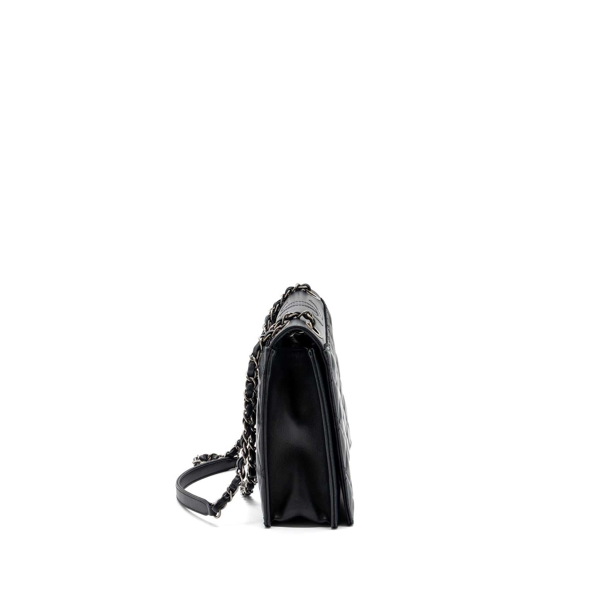 Chanel Quilted Flap Calfskin Ruthenium Hardware Black Shoulder Bag