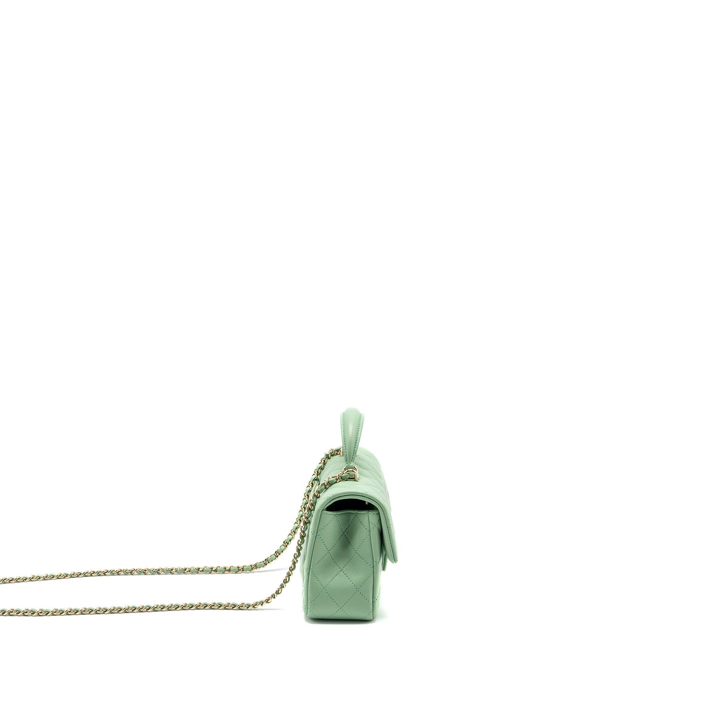 Chanel Top handle rectangular flap lambskin light Green Shoulder Bag