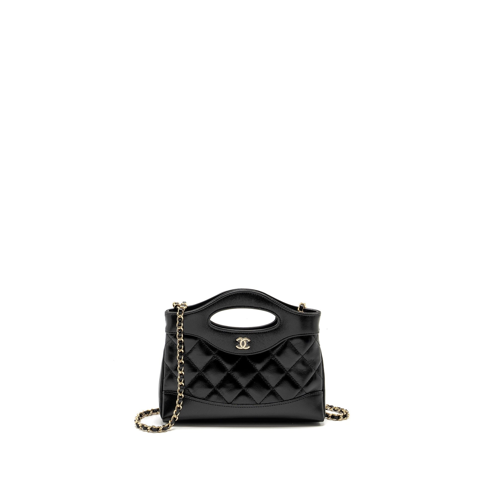 Chanel 31 Shiny Calfskin LGHW Microchip Black Clutch Bag Lghw Microchip