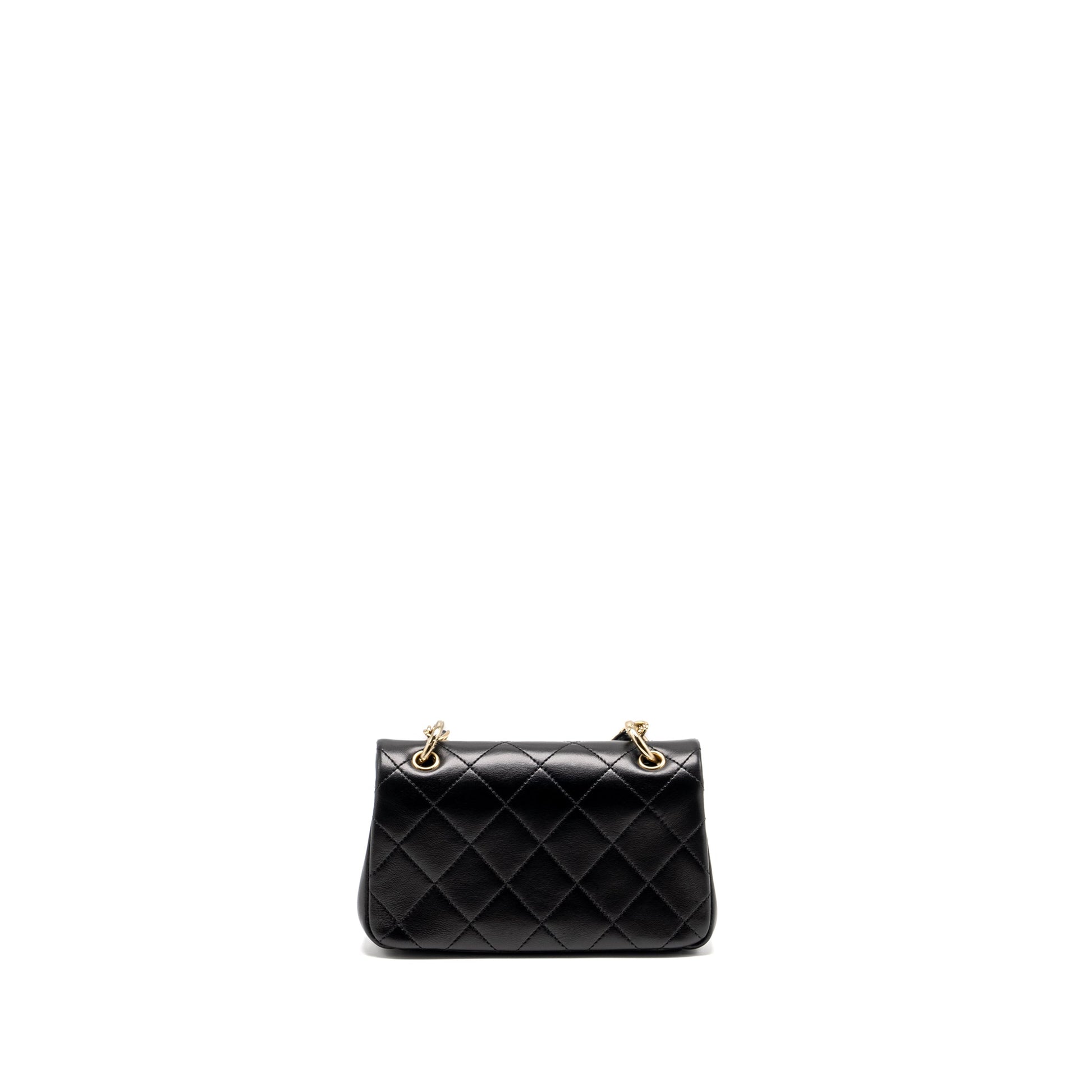 Chanel Enamel CC Logo Quilted Rectangular Flap Black Shoulder Bag Lghw 1