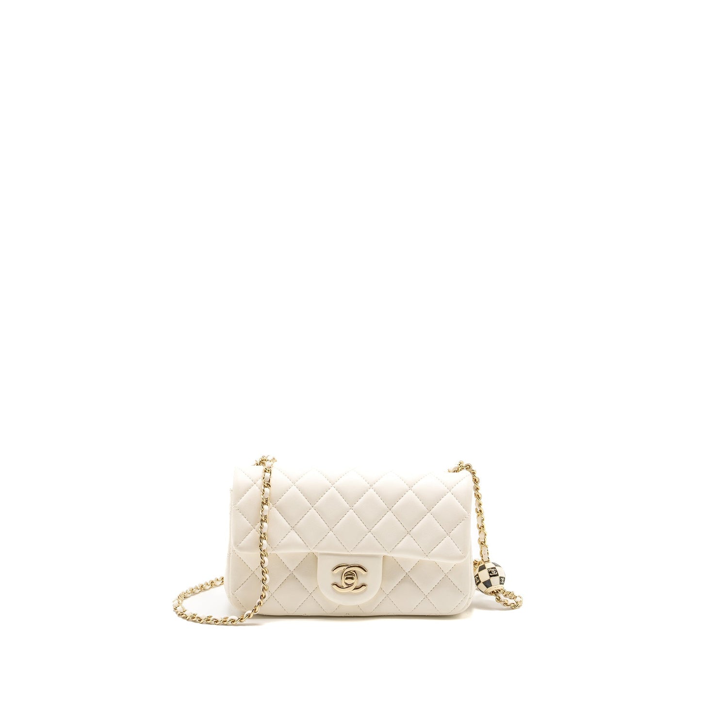 Chanel 23C Pearl Crush Rectangular Flap Lambskin White Shoulder Bag Microchip 3