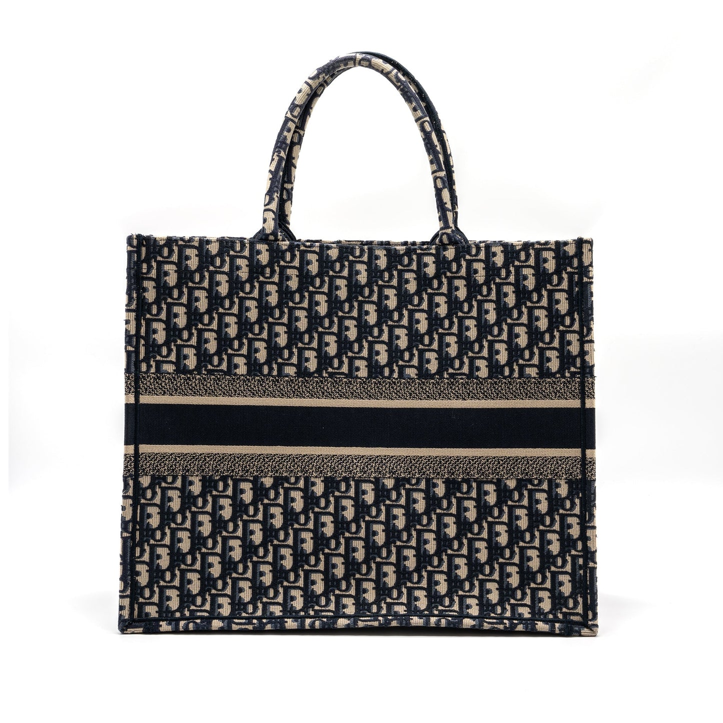 Dior Book Tote Ecru And Oblique Embroidery Handbag Blue Large Tote Bag