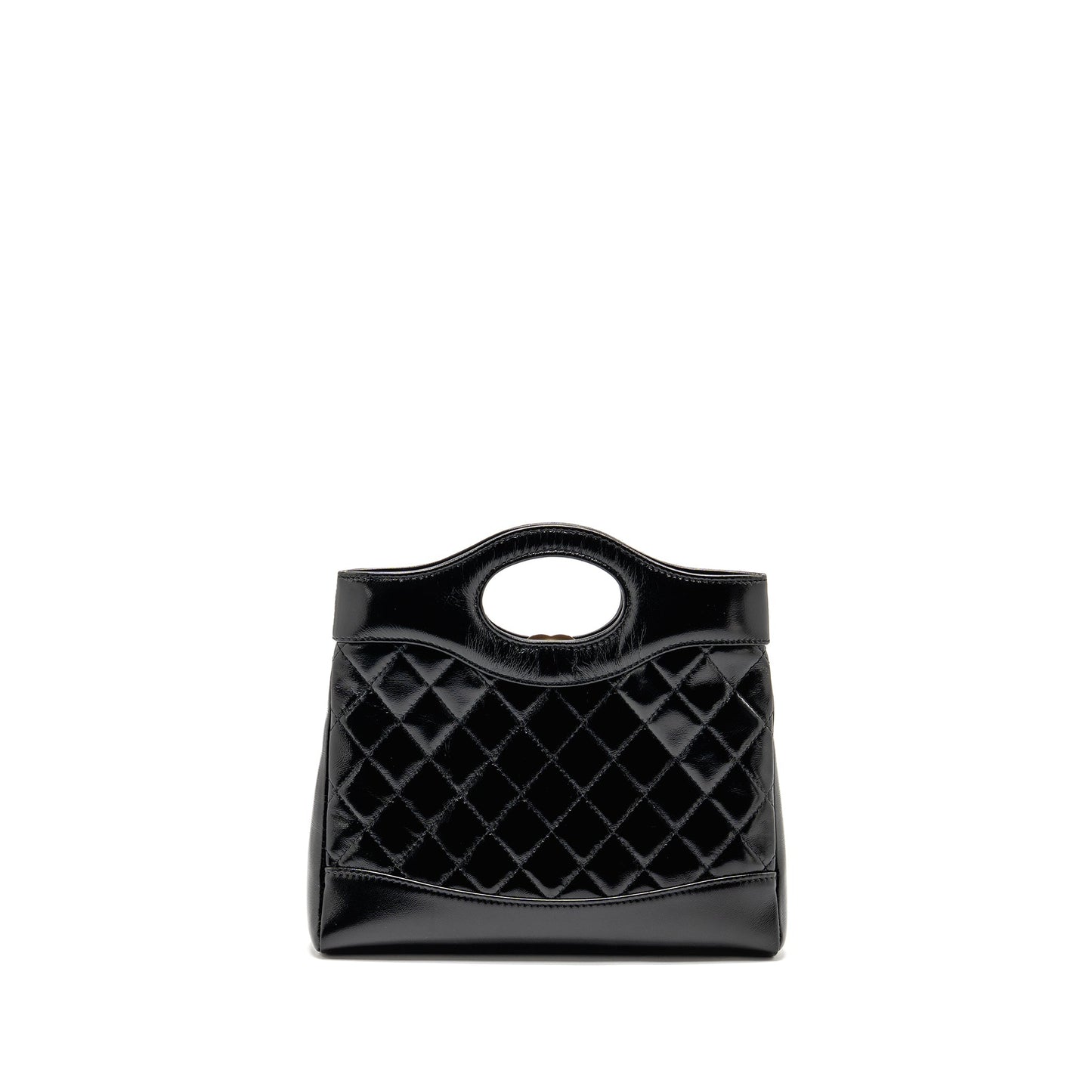 Chanel 25P 31 Shiny Lambskin LGHW Microchip Black Mini Bag