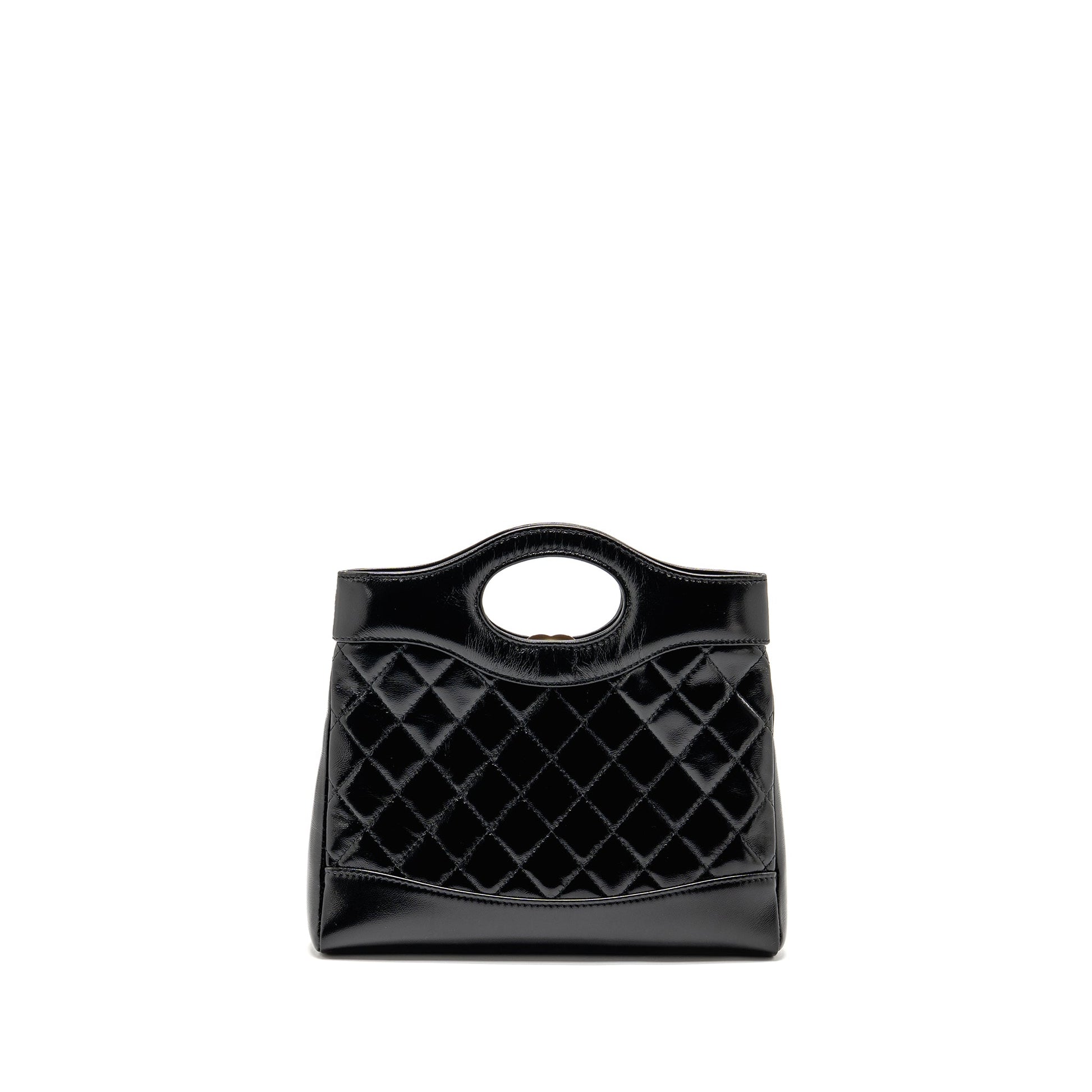 Chanel 25P 31 Shiny Lambskin LGHW Microchip Black Mini Bag