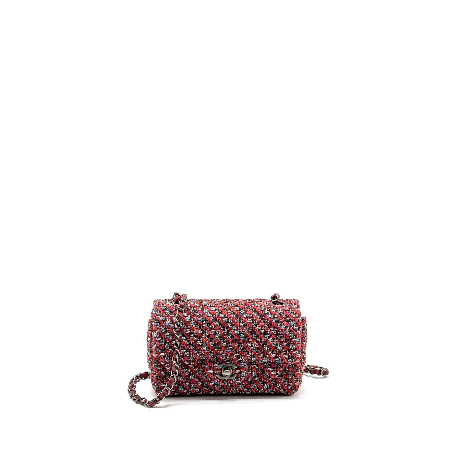 Chanel Rectangular Flap Tweed Ruthenium Hardware Microchip Multicolour Shoulder Bag