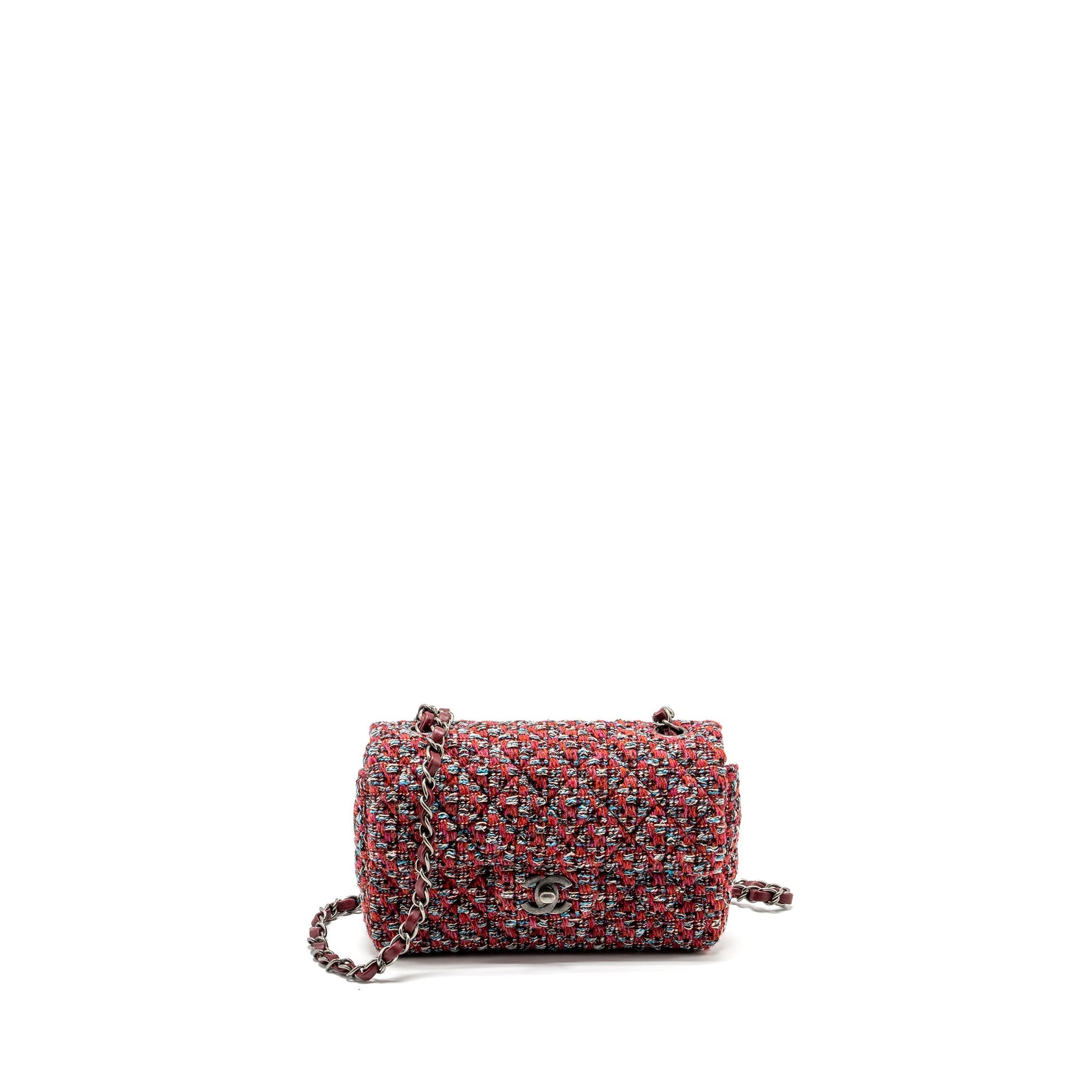 Chanel Rectangular Flap Tweed Ruthenium Hardware Microchip Multicolour Shoulder Bag