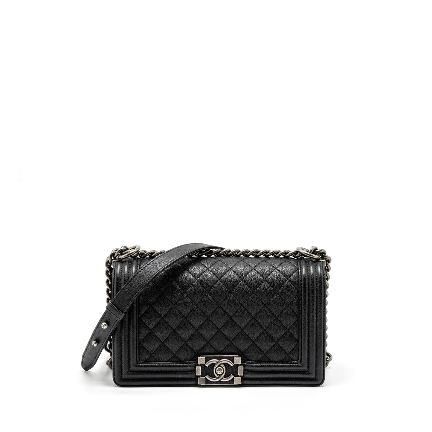 Chanel Boy Grained Calfskin Ruthenium Hardware Black Handbag