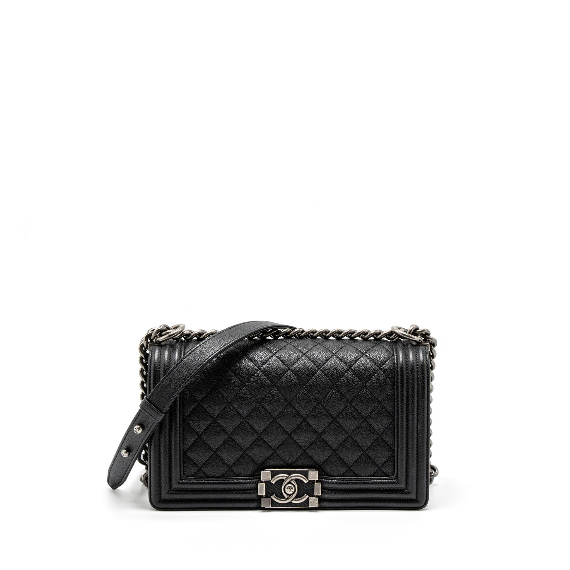 Chanel Boy Grained Calfskin Ruthenium Hardware Black Handbag