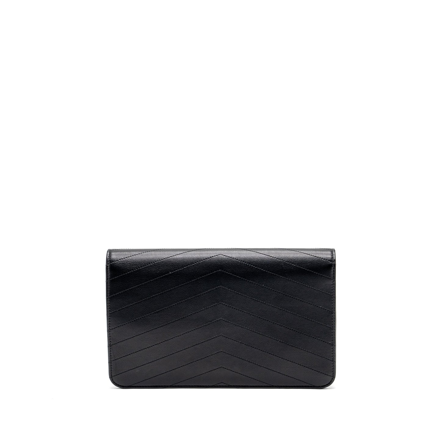 Chanel Voyage Chevron Calfskin GHW Black Clutch Bag