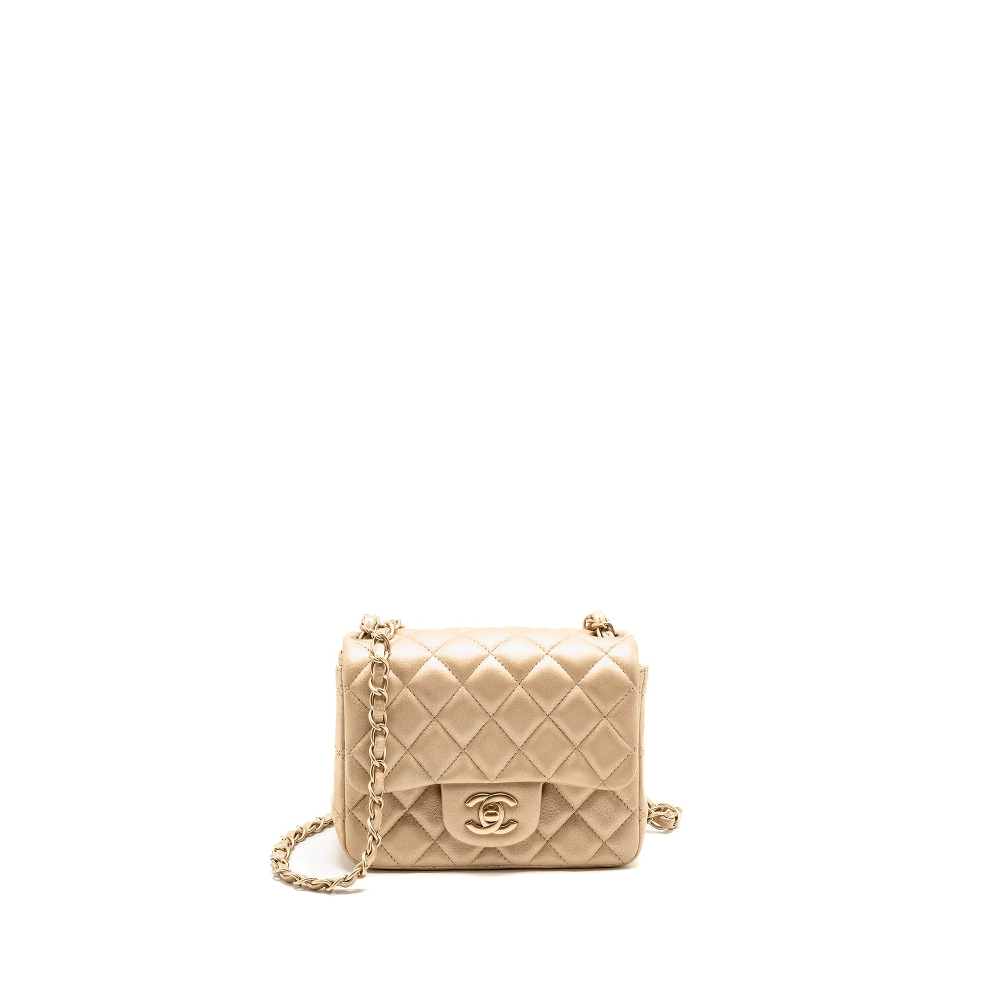 Chanel Square flap Lambskin GHW Gold Shoulder Bag Ghw 1