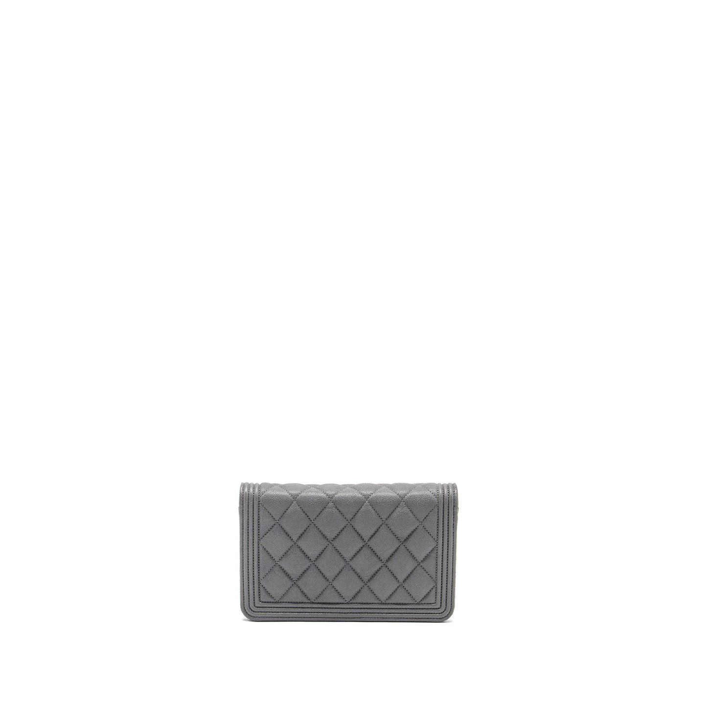Chanel Boy on caviar LGHW Grey Wallet Case