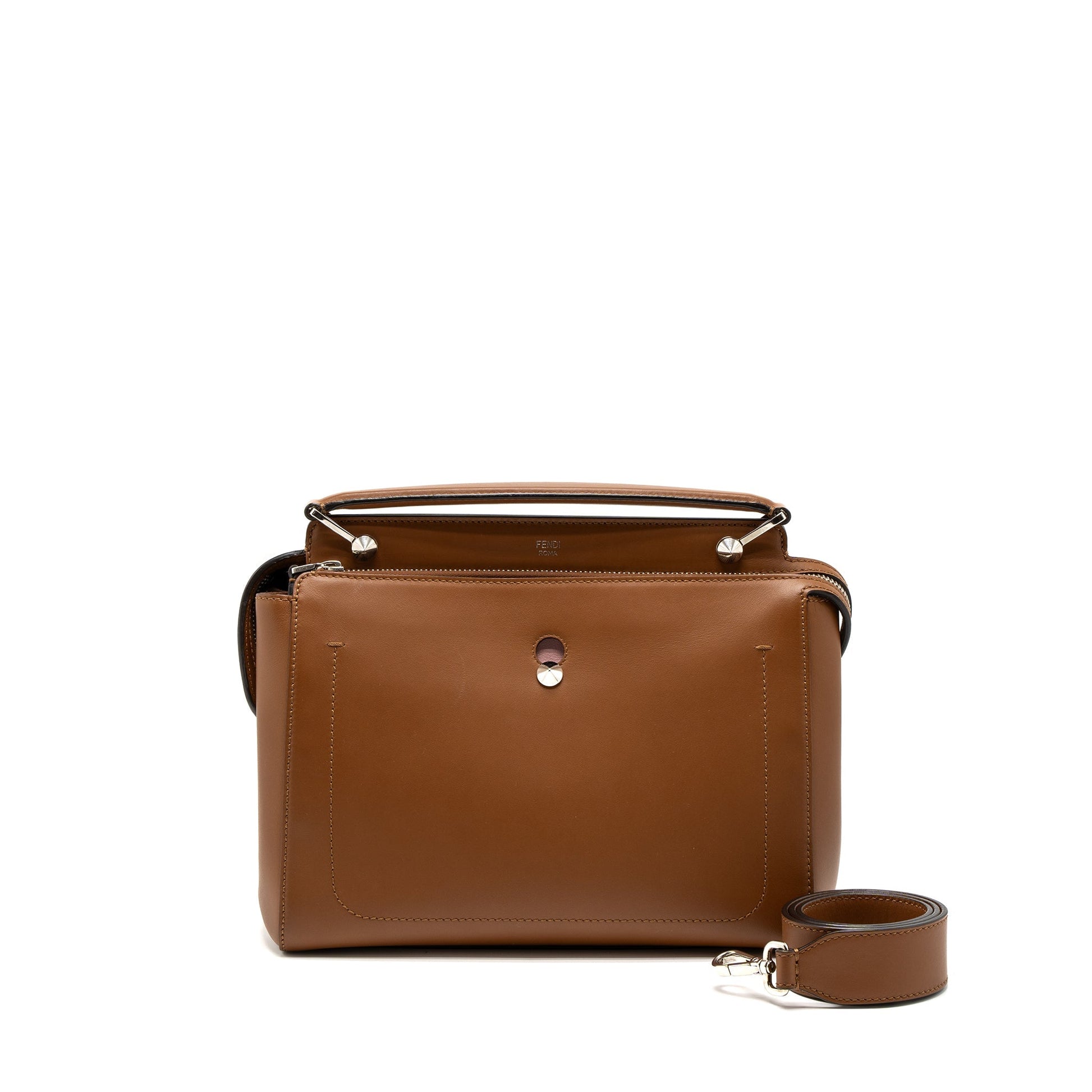 Fendi Dotcom Purse Calfskin Brown Travel Bag