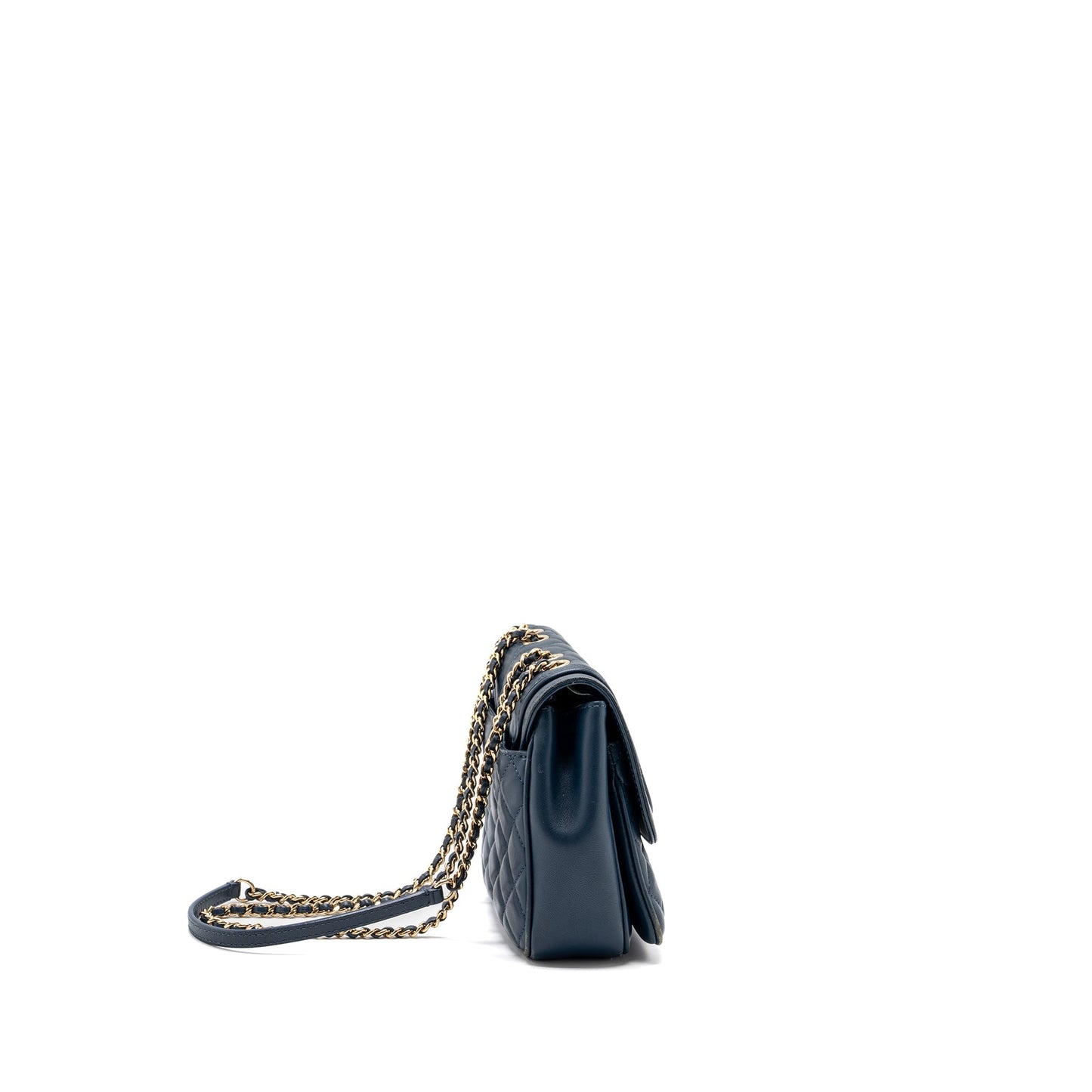 Chanel Quilted Flap Lambskin Dark LGHW Blue Crossbody Bag