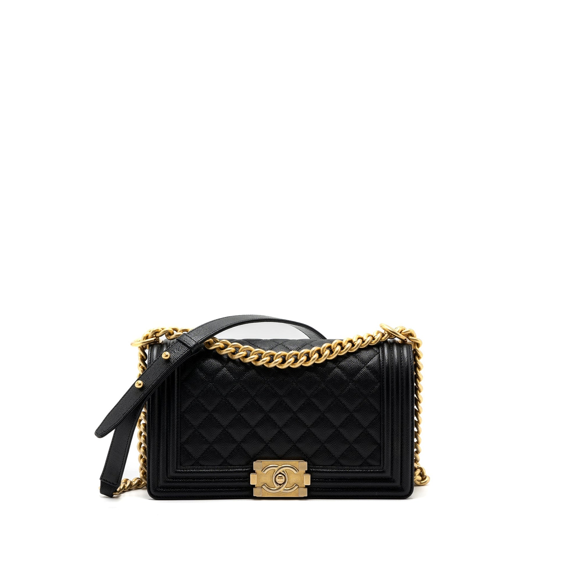 Chanel Classic Boy Caviar GHW Black Handbag