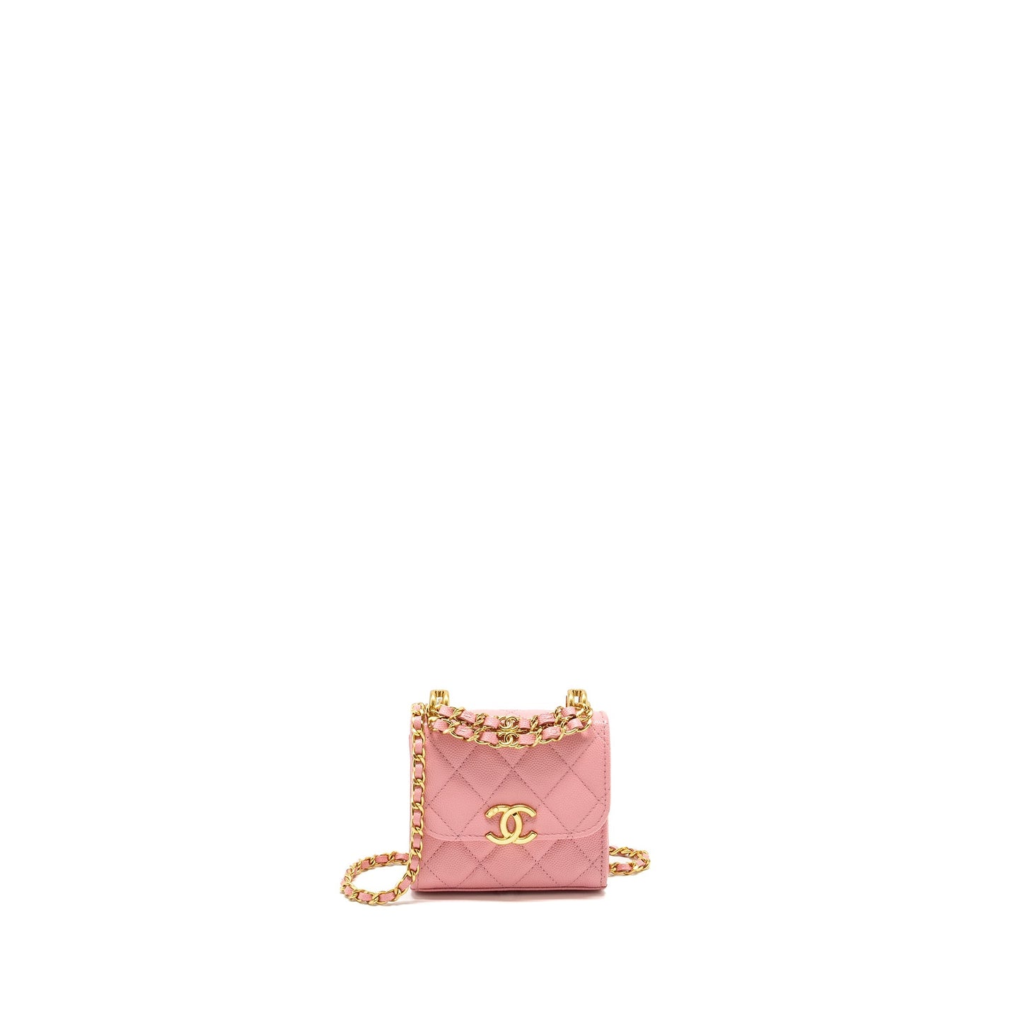 Chanel Flap Handle Caviar GHW microchip Pink Shoulder Bag