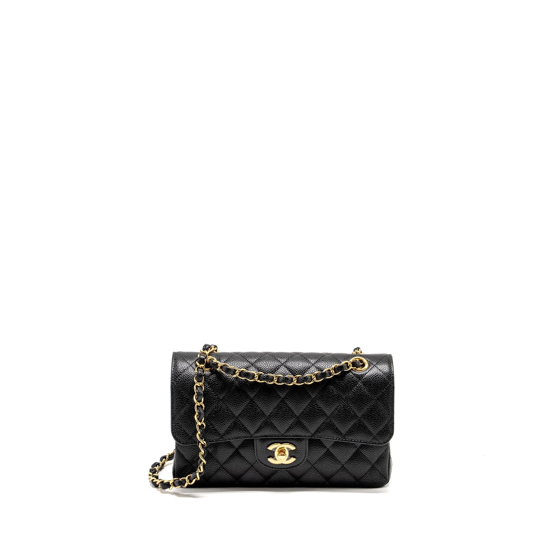 Chanel Classic Double Flap Caviar GHW microchip Black Small Shoulder Bag 11