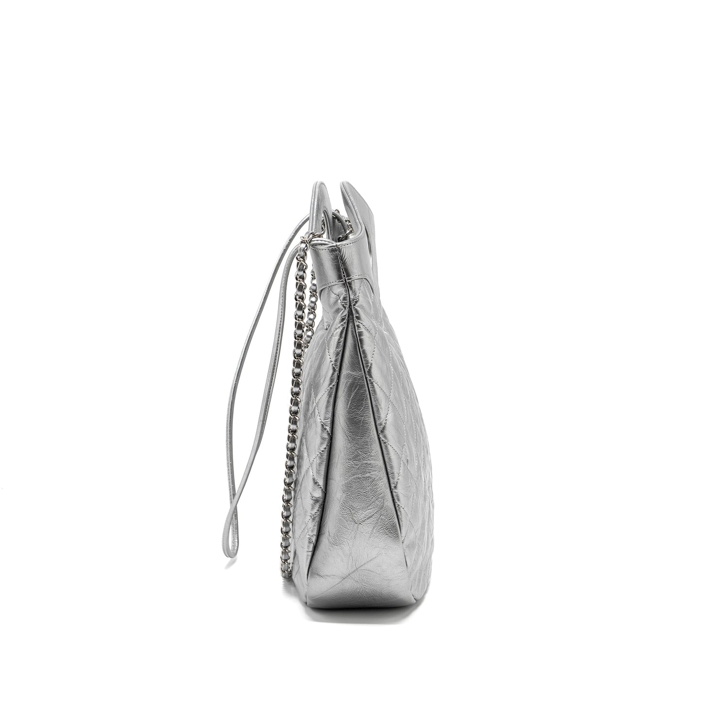 Chanel 31 Quilted Crumpled Calfskin Silver Handbag