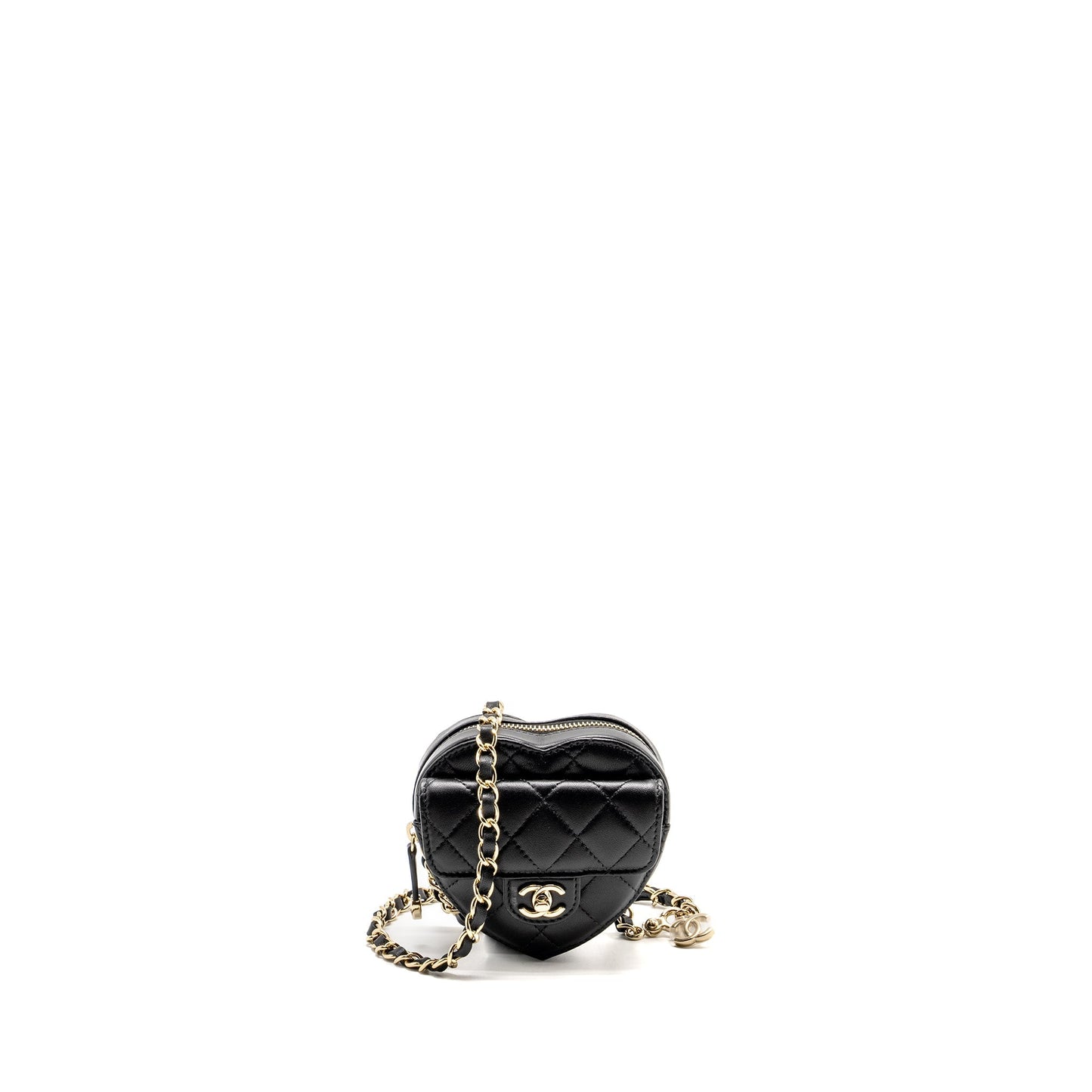 Chanel 22S Heart Belt Lambskin LGHW Black Black Lghw