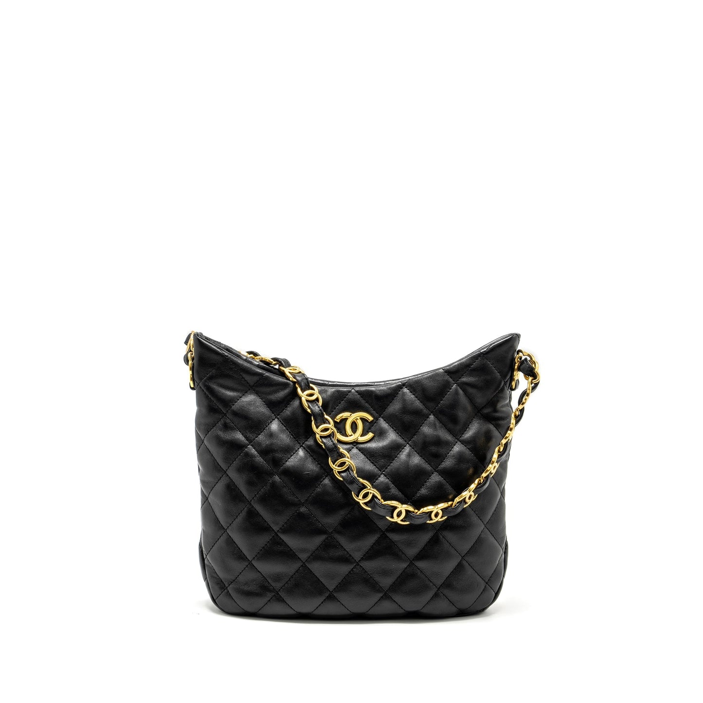 Chanel 22K Hobo Lambskin GHW Microchip Black Shoulder Bag Microchip 1