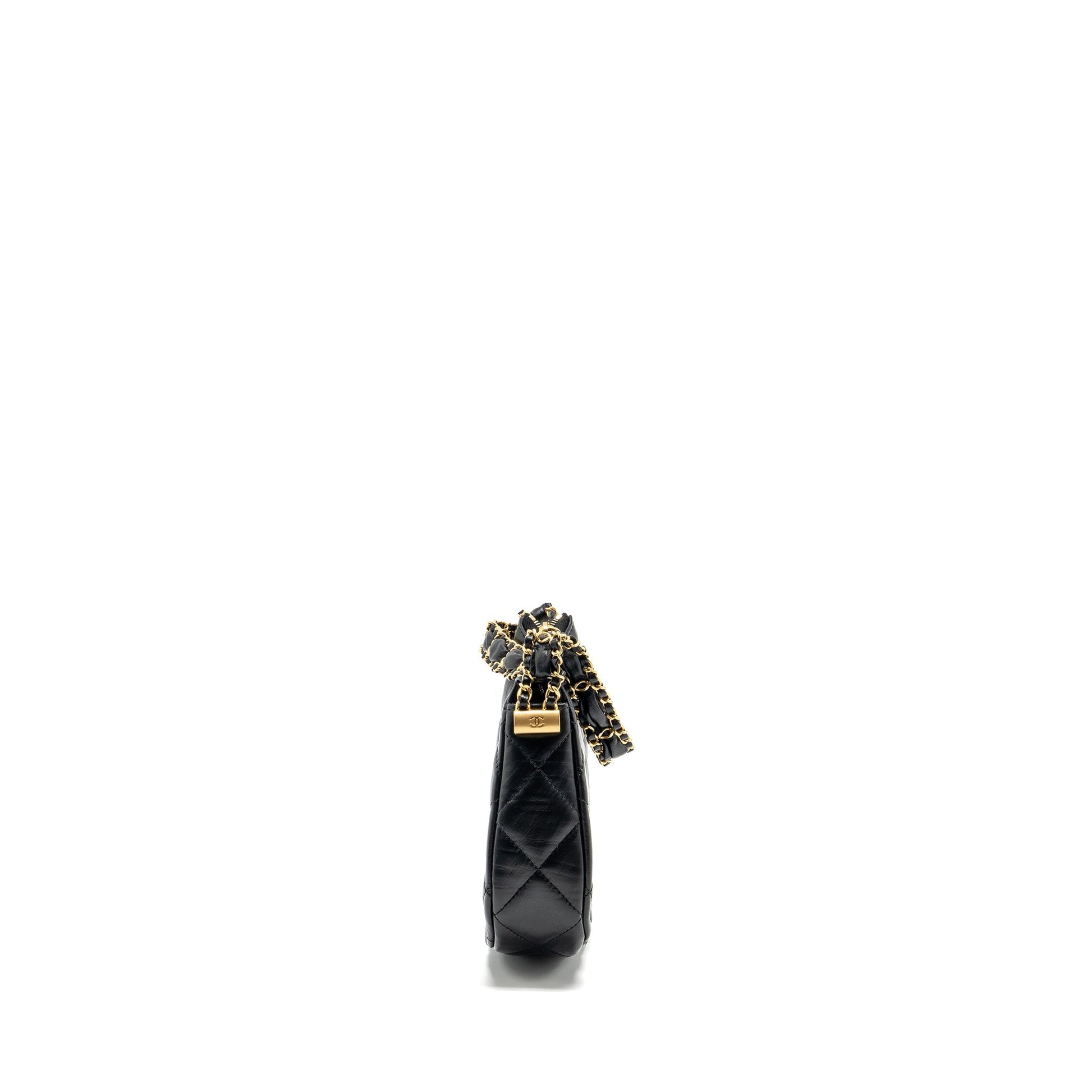 Chanel 23k Hobo Calfskin GHW microchip Black Shoulder Bag