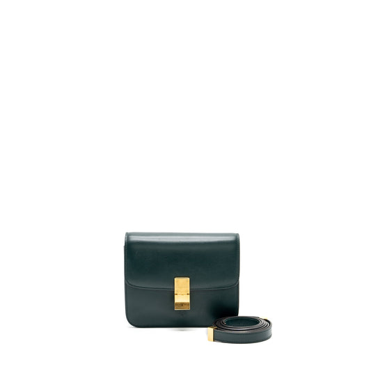 Celine Teen Classic Box Purse Calfskin Dark Handbag Green Travel Bag