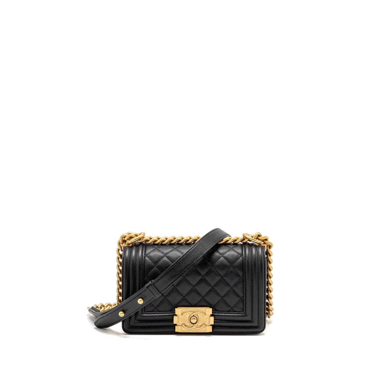 Chanel Boy Caviar GHW Black Small Handbag Ghw 5