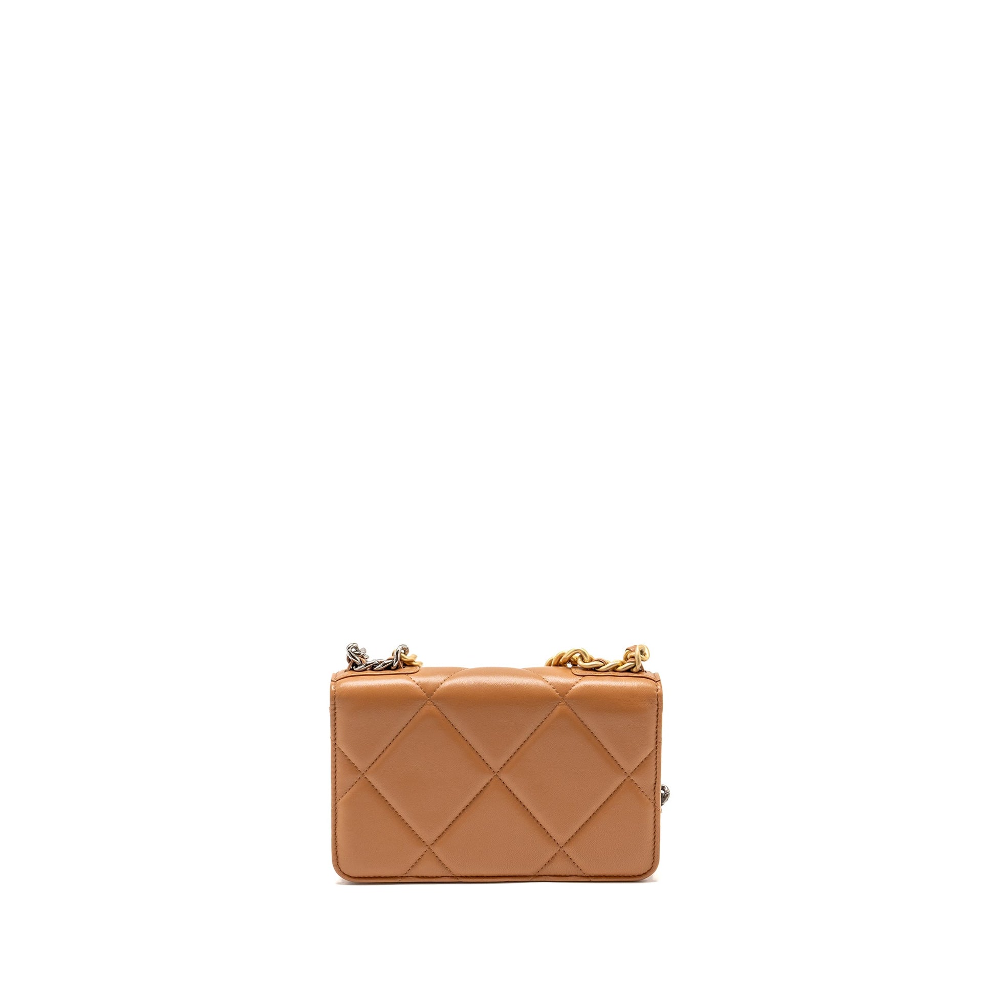 Chanel 19 on Lambskin Dark Hardware Microchip Multicolour Beige Wallet Case