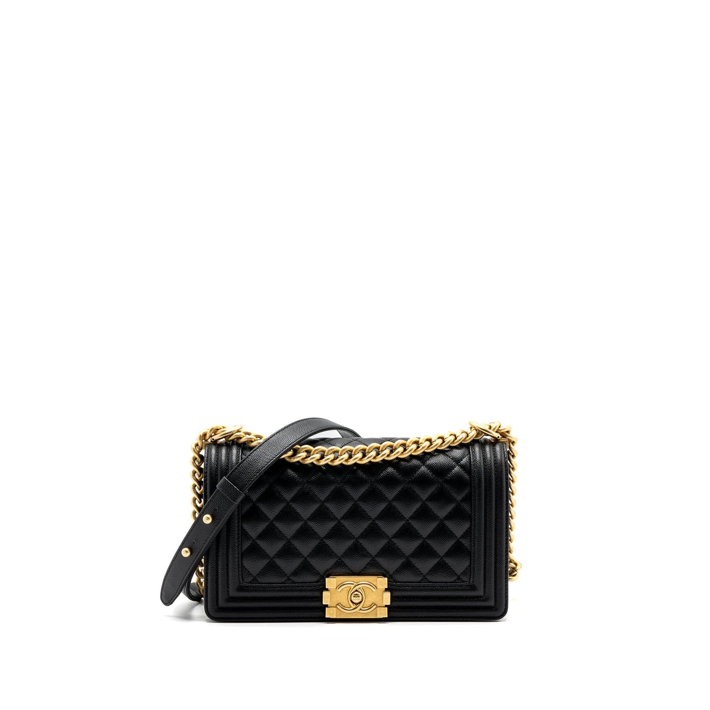Chanel boy caviar brushed GHW microchip Black Handbag Microchip 1
